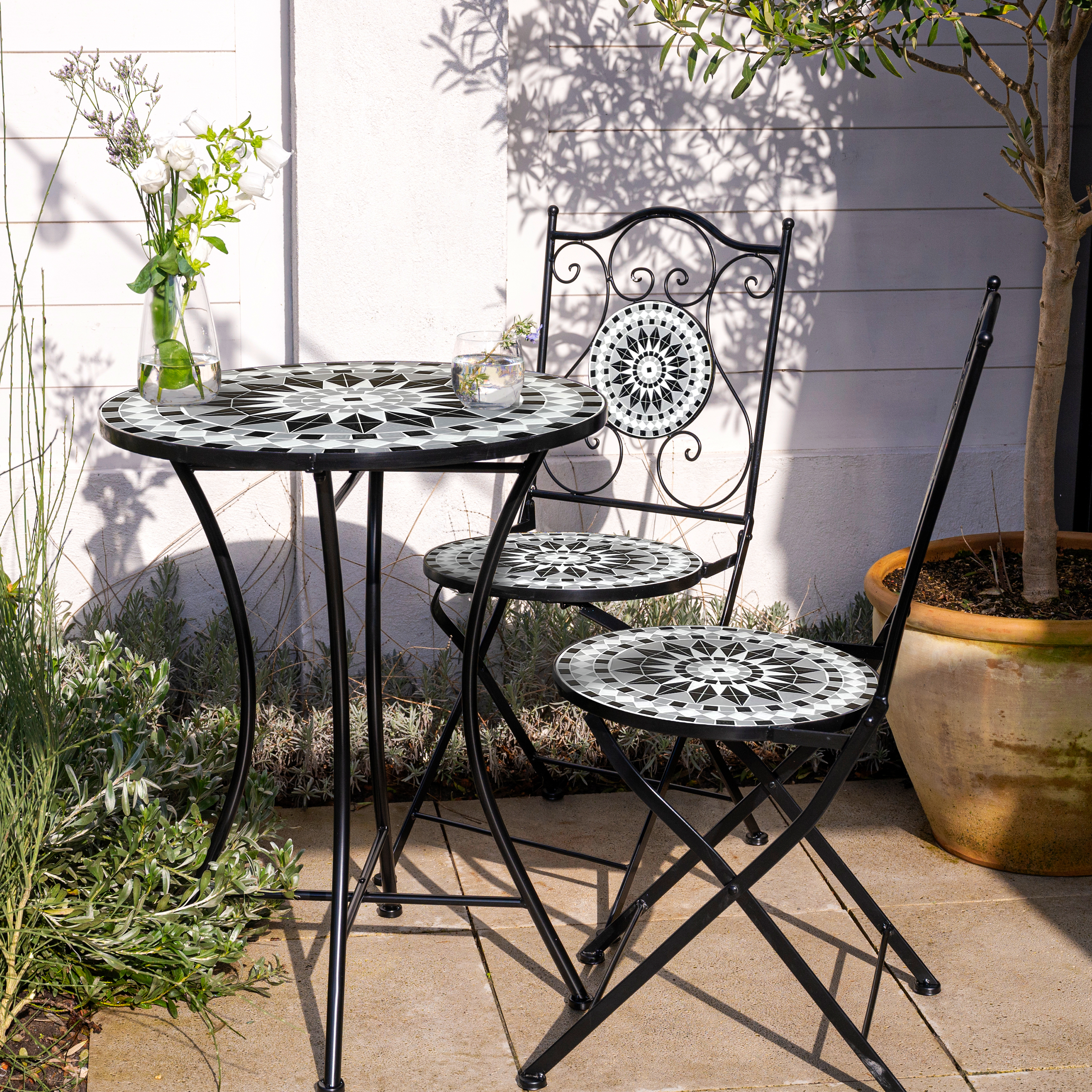 AXI Amélie Mosaik Bistro Set Schwarz/Weiß