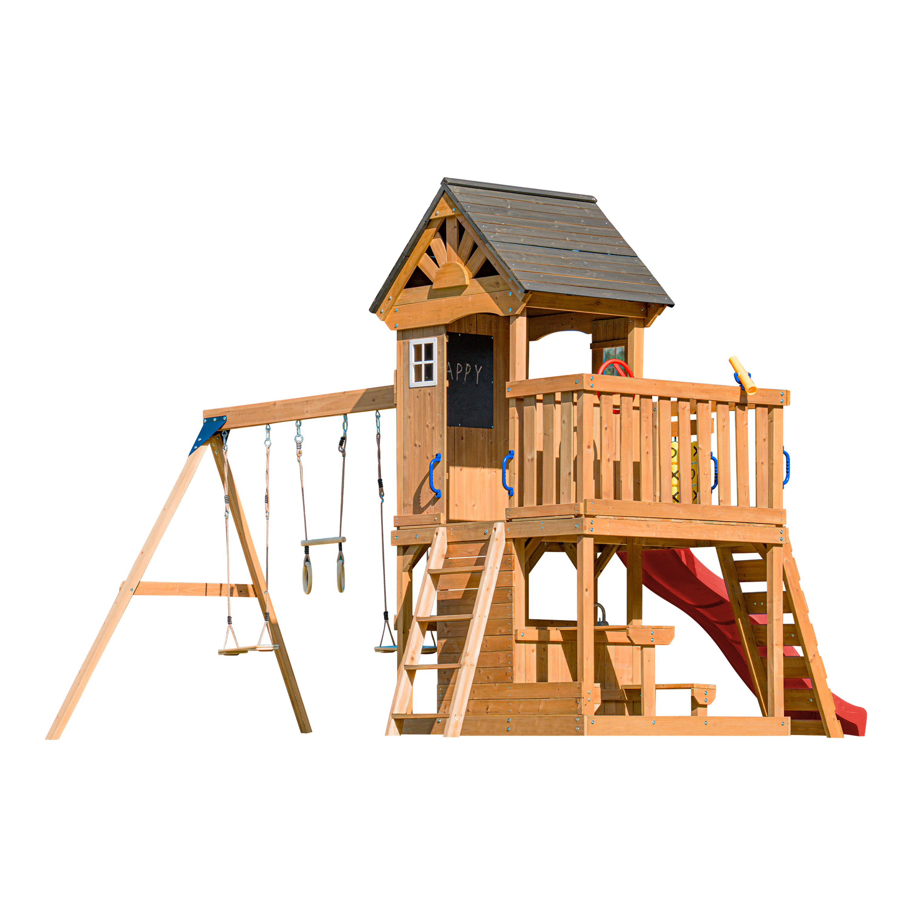 AXI Jack Climbing Frame with Double Swing and Trapeze – Red Slide
