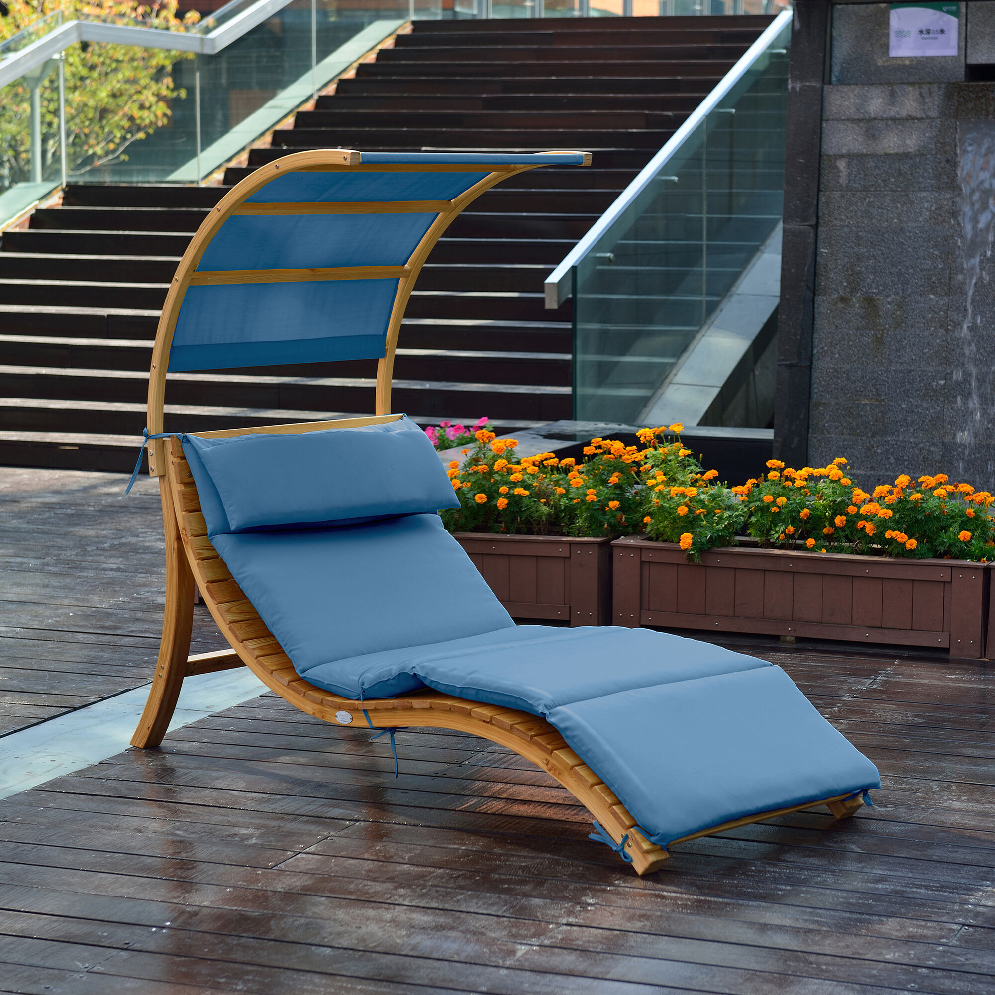 AXI Salina ligstoel met zonnescherm Blauw