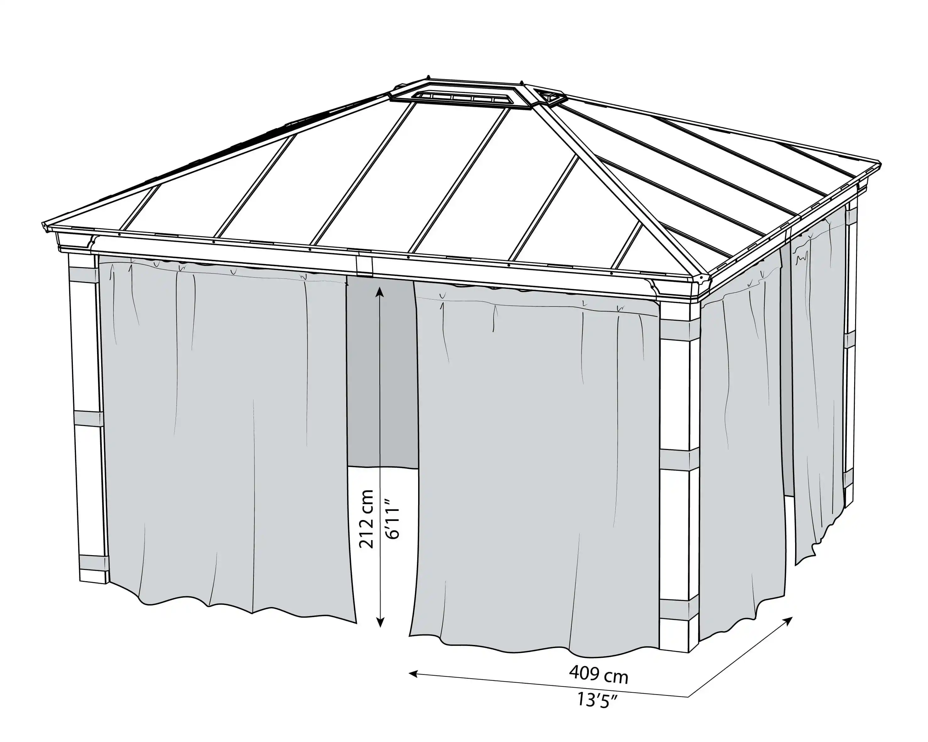 Canopia Vorhangset für Dallas Gartenpavillon 430X360cm Dunkelgrau