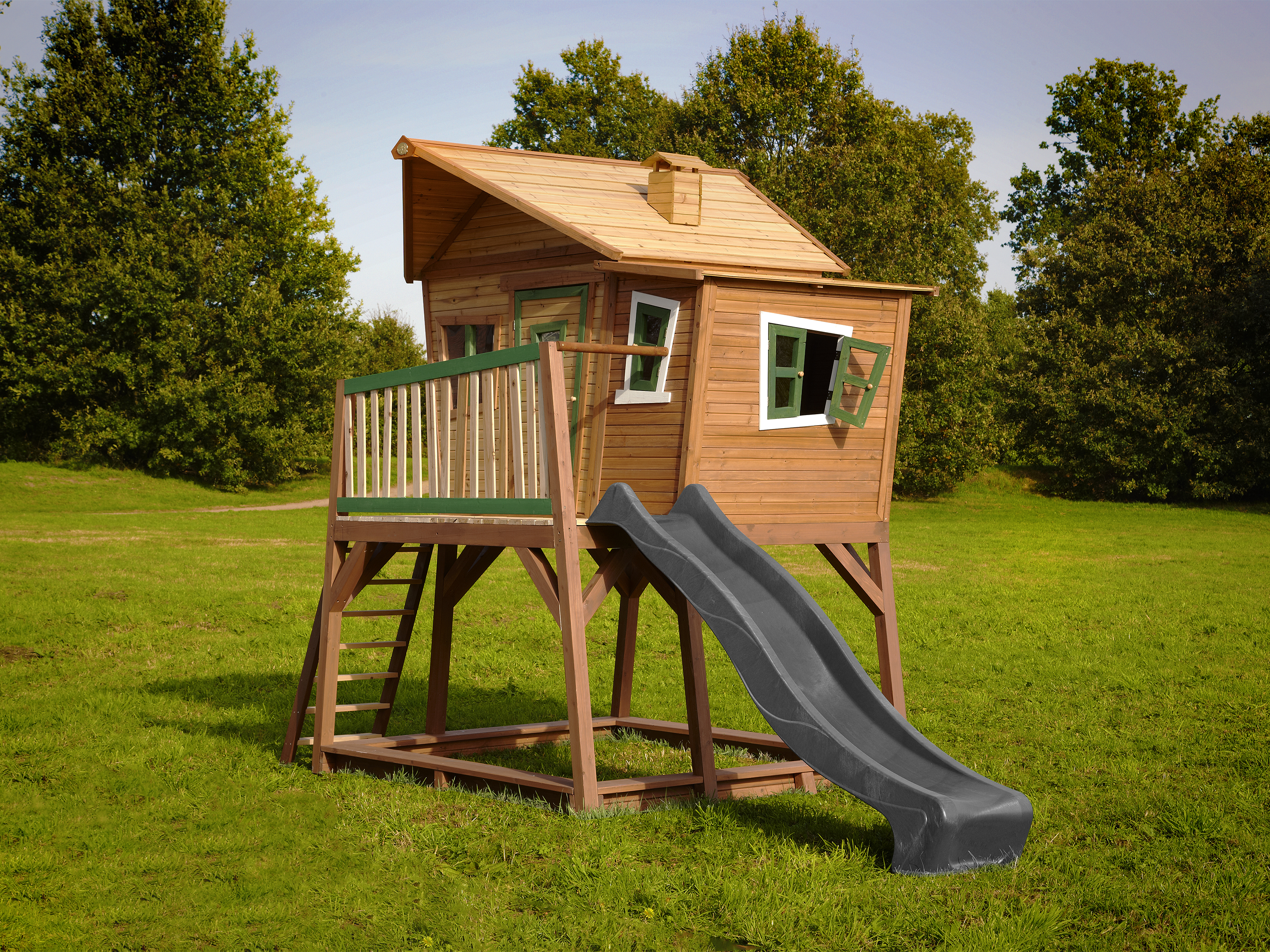 AXI Max Playhouse Brown/Green - Grey Slide