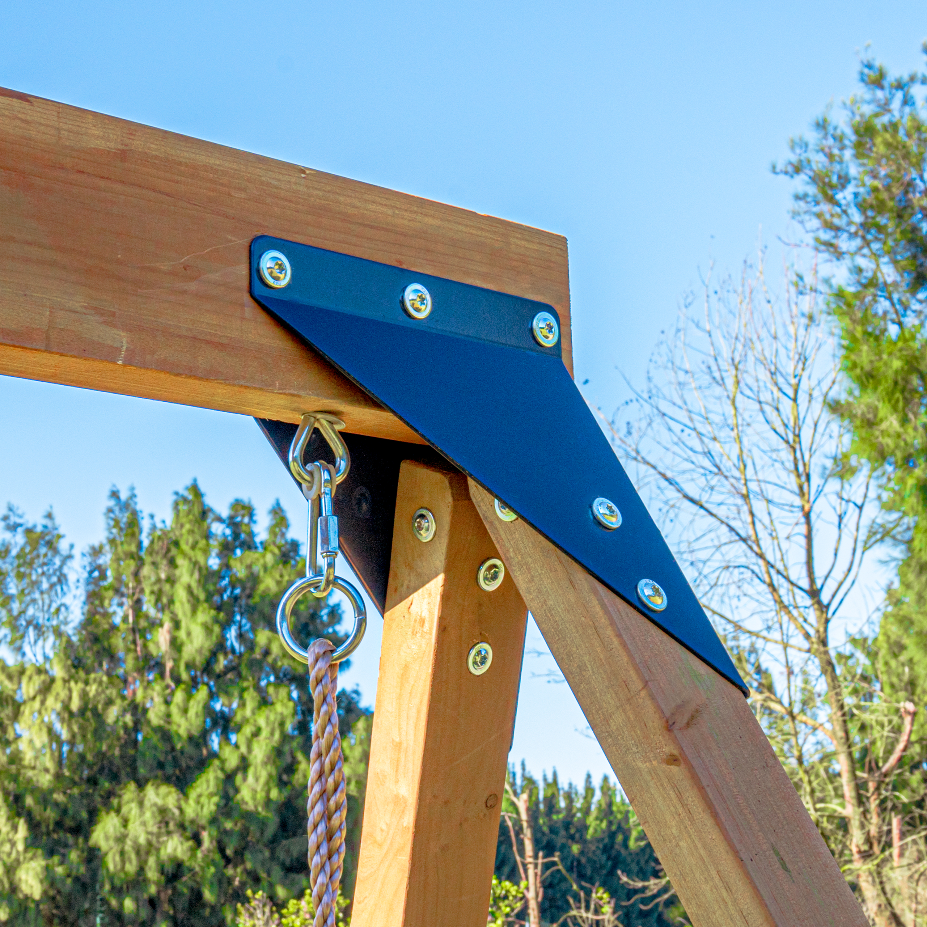 AXI Mitch Climbing Frame with Double Swing. Trapeze and Lookout Tower – Purple Slide