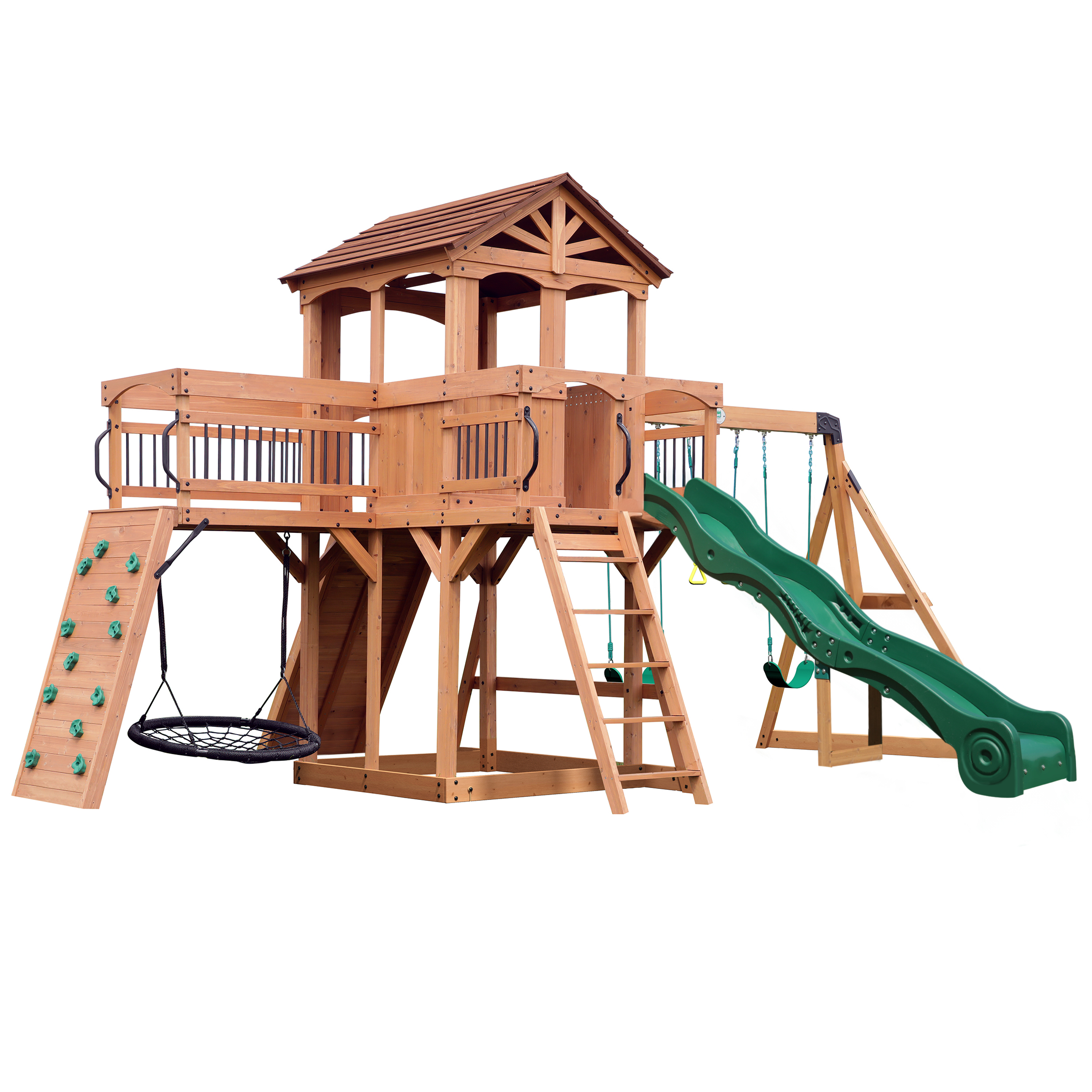 Backyard Discovery Sterling Point Spielturm mit Rutsche und 3 Schaukeln