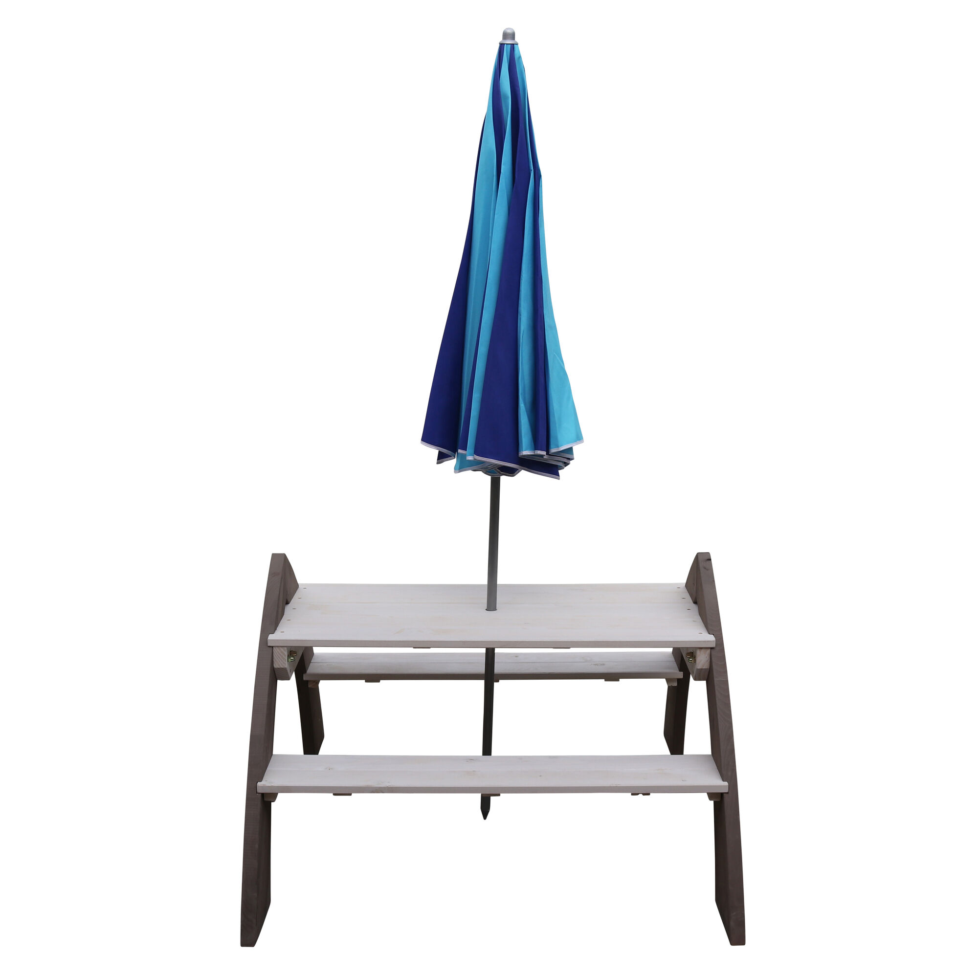AXI Kylo Picknicktafel Grijs/wit - Parasol Blauw-8717973932345 AXI Kylo Picknicktafel Grijs/wit - Parasol Blauw