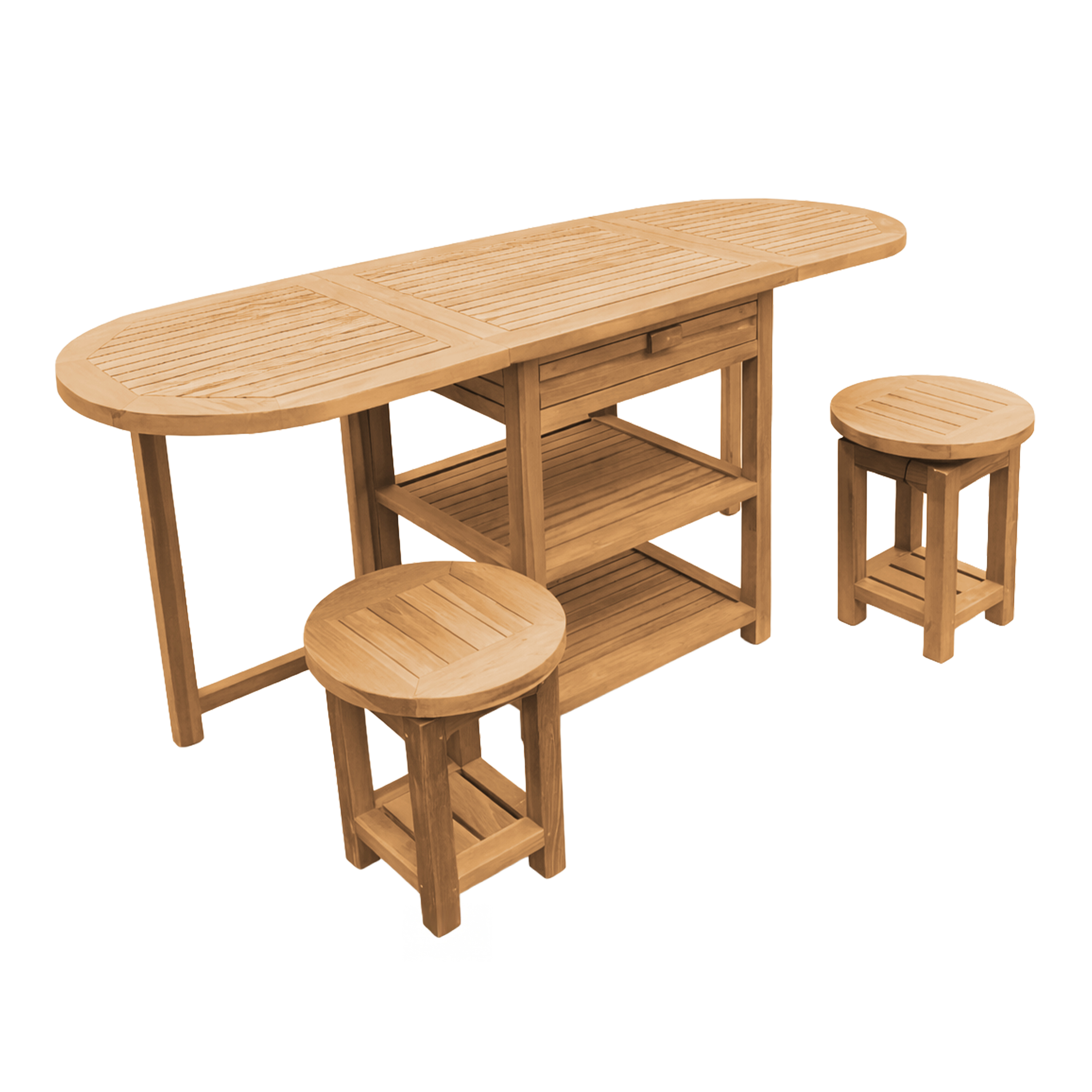 AXI Nomani Foldable Teak Low Bar Set with 2 stools