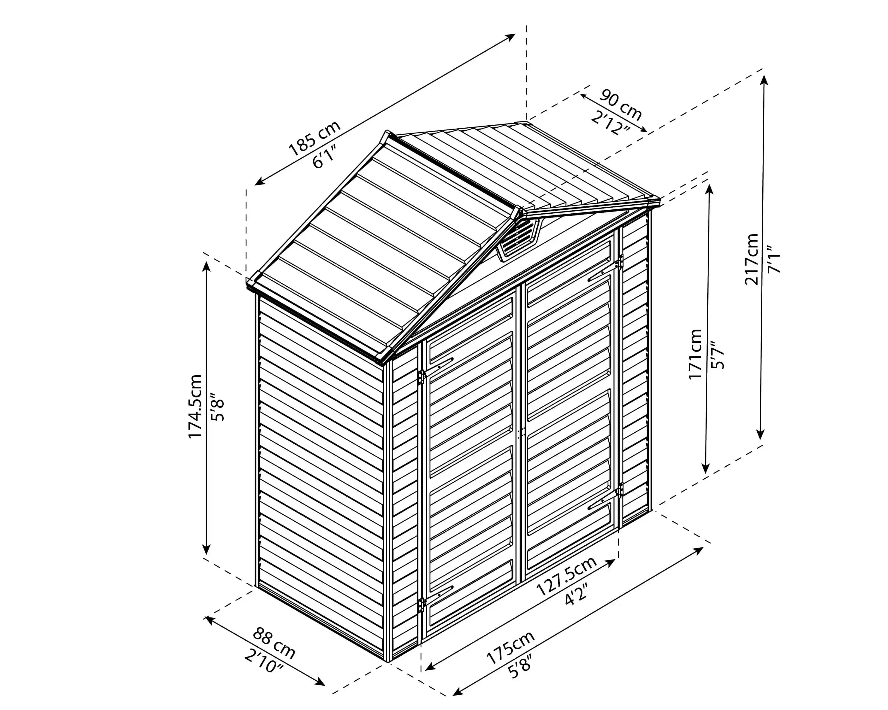 Canopia Skylight Schuppen für den Garten 90X185X217cm Amber