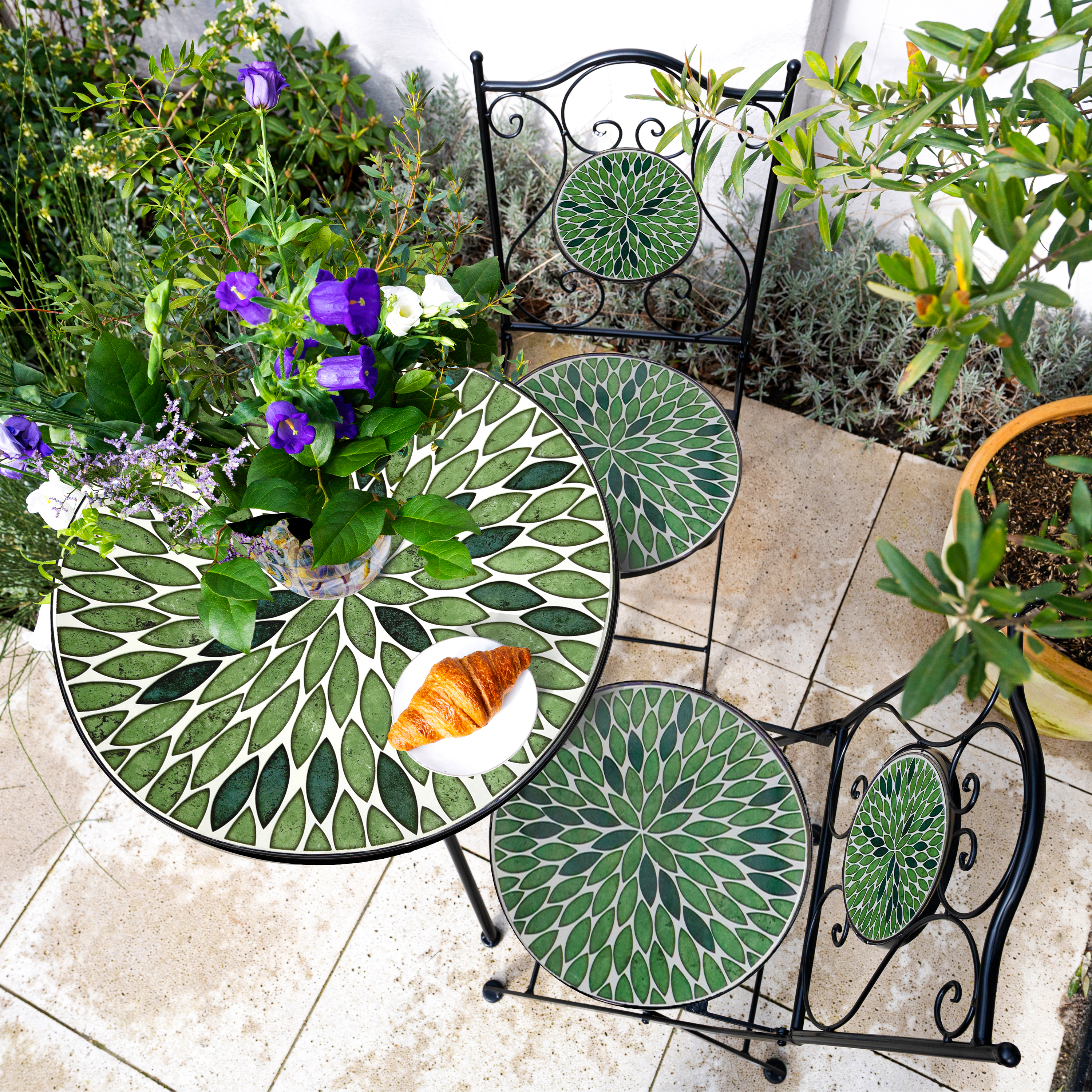 AXI Amélie Mosaik Bistro Set Blätter Grün