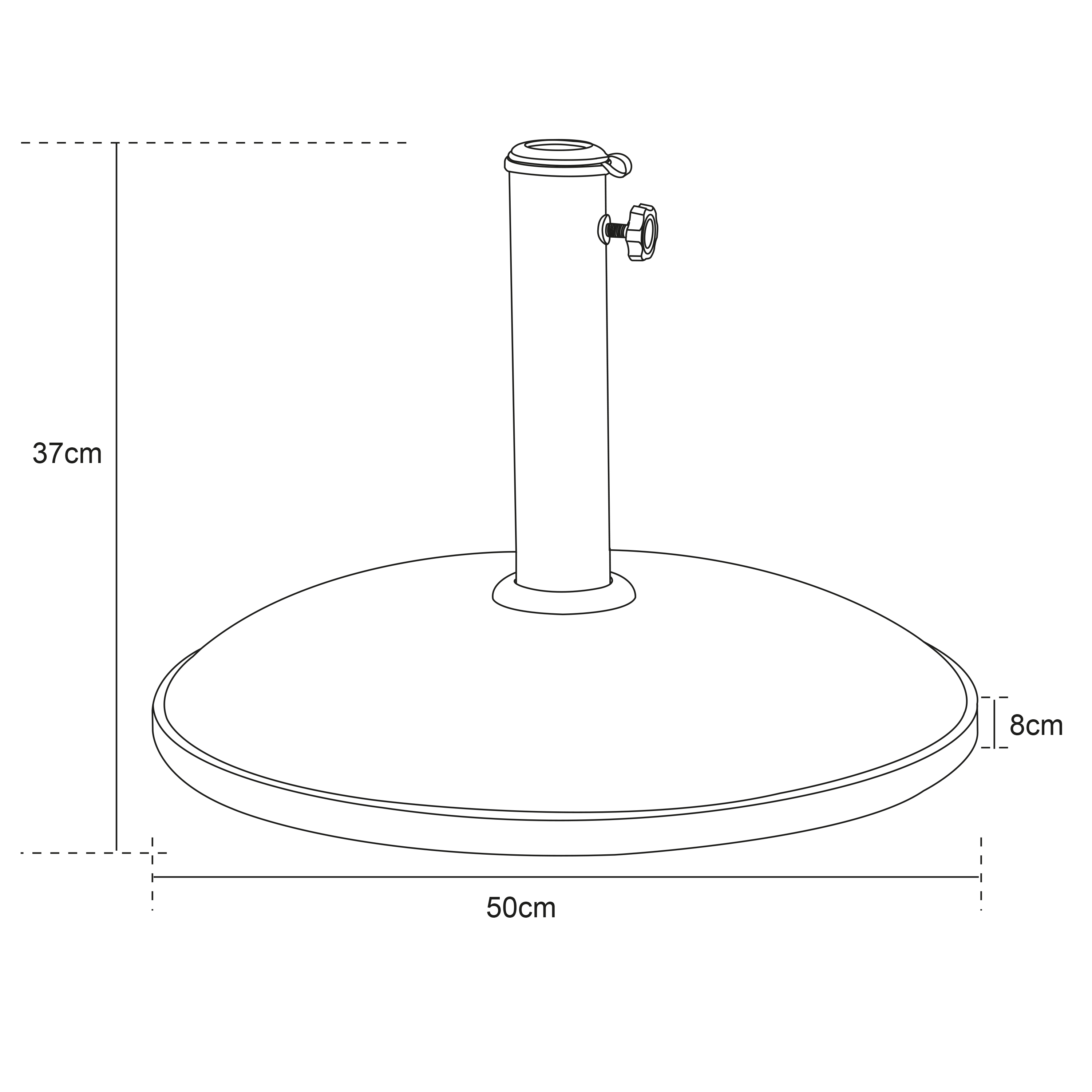 AXI Noor Centre Pole Parasol Ø 300cm incl. parasol base Oak-look/Terracotta