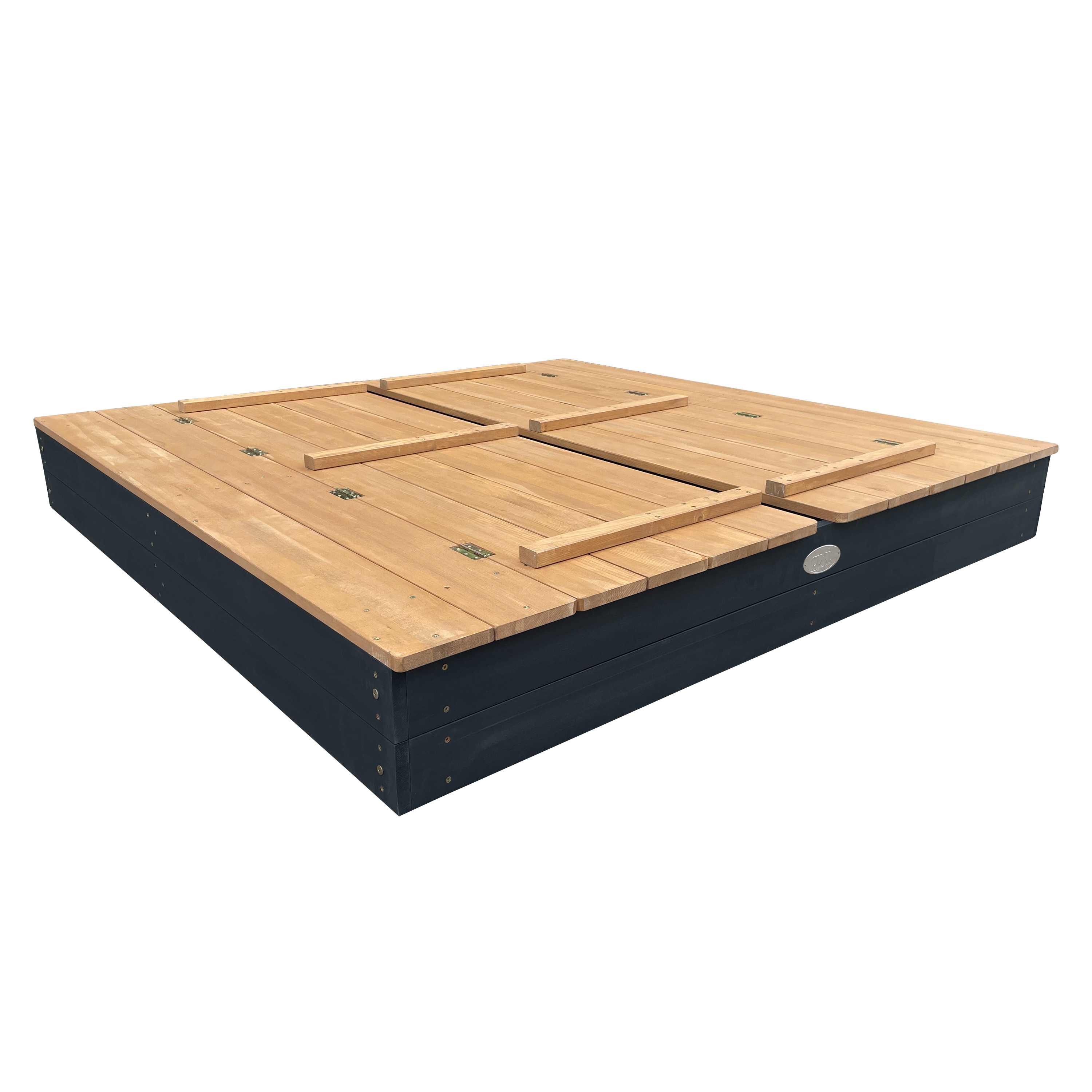 AXI Ella XXL Sandbox 150 x 150 x 20 cm with benches - Anthracite/Brown