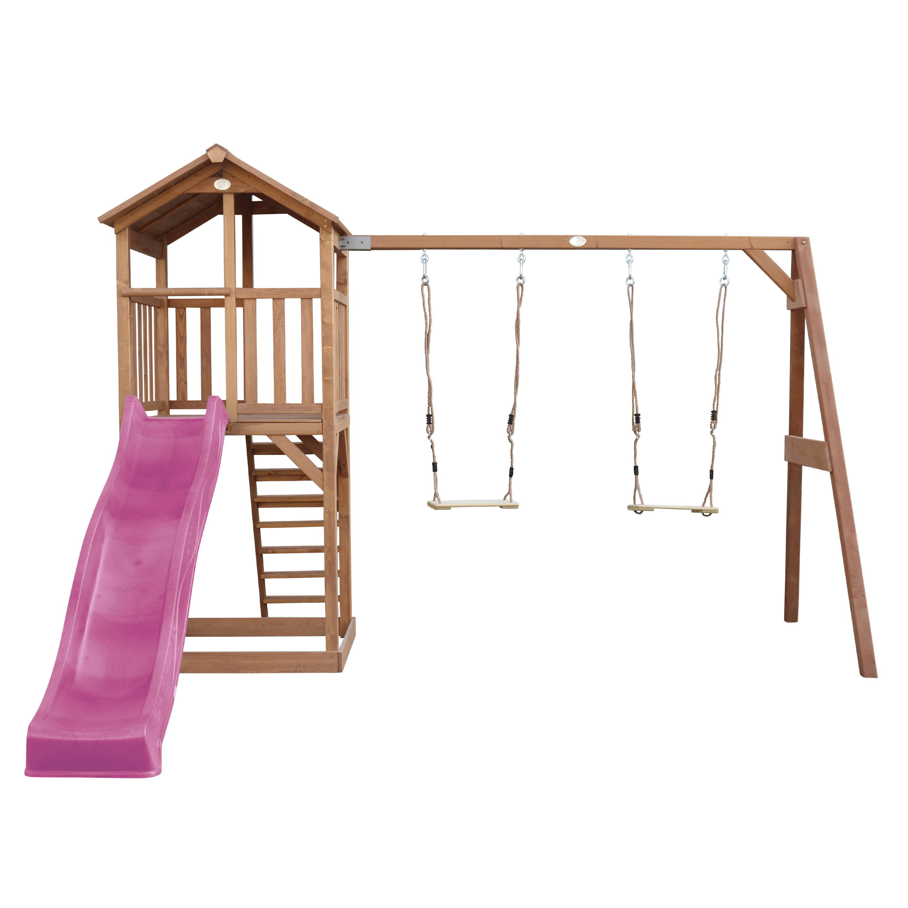 AXI Beach Tower with Double Swing Set Brown - Purple Slide