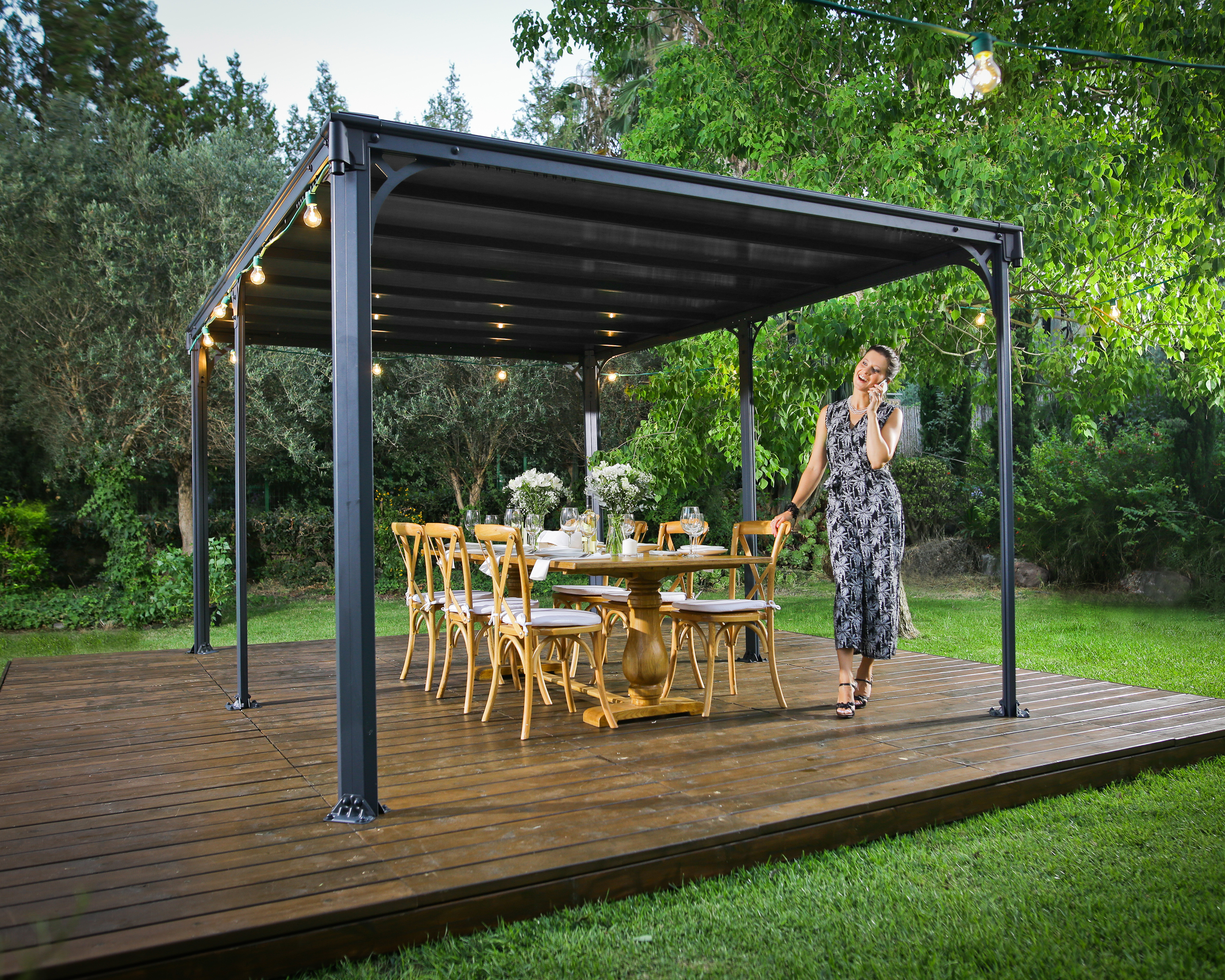 Canopia Milano Gartenpavillon 426X309cm Dunkelgrau