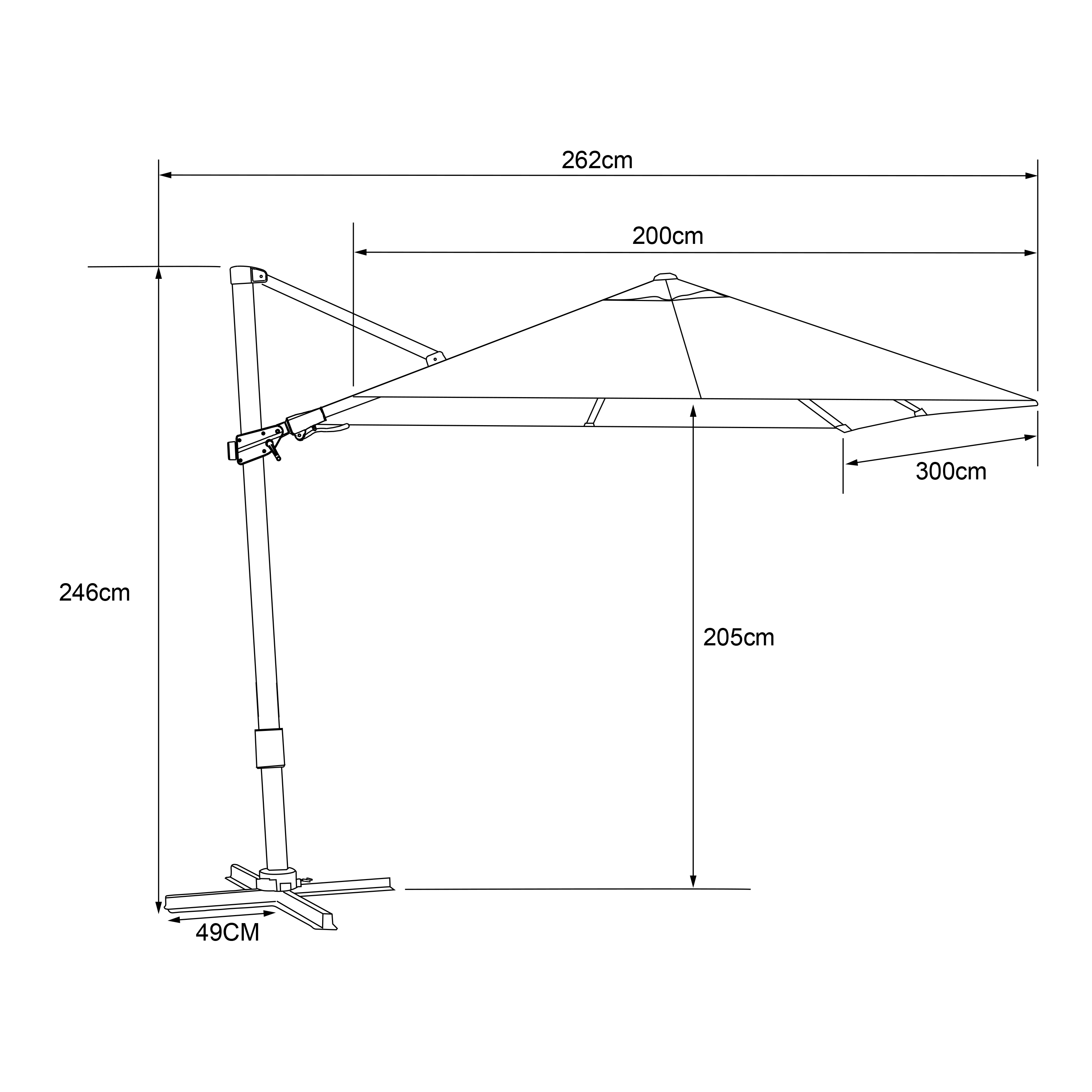 AXI Milad Premium Zweefparasol 200x300cm Antraciet/grijs 