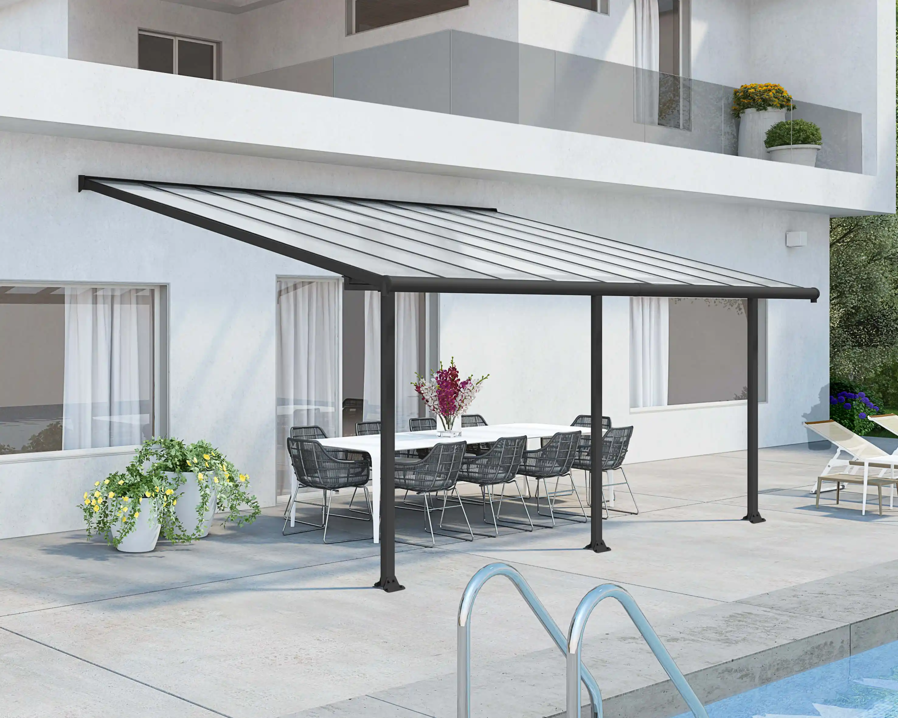 Canopia Olympia 546X294 cm Terrasoverkapping Donkergrijs Helder-7290108134001 Canopia Olympia 546X294 cm Terrasoverkapping Donkergrijs Helder