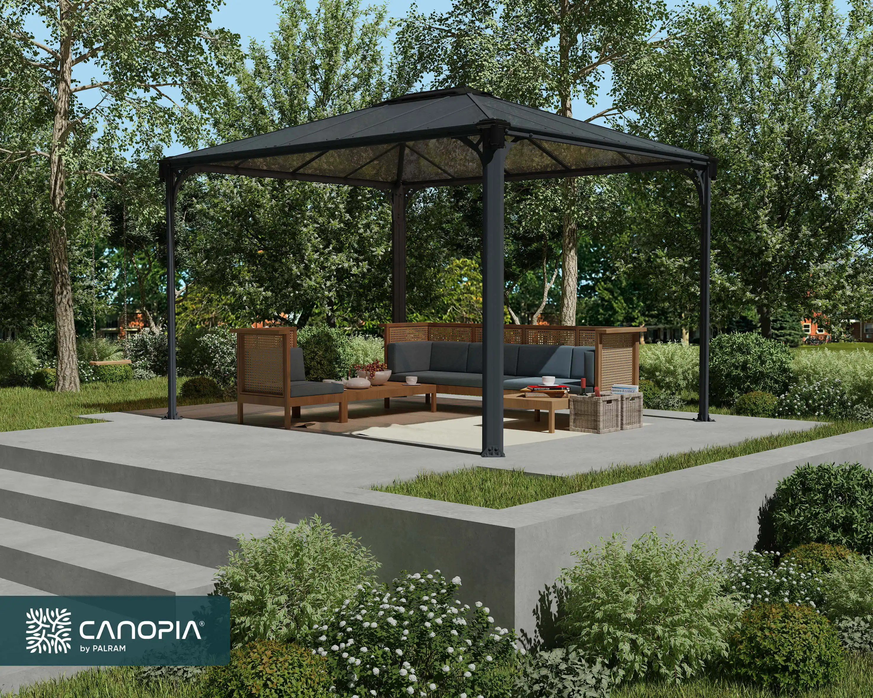 Canopia Martinique 360X295 cm tuinpaviljoen Donkergrijs Brons-7290108137910 Canopia Martinique 360X295 cm tuinpaviljoen Donkergrijs Brons