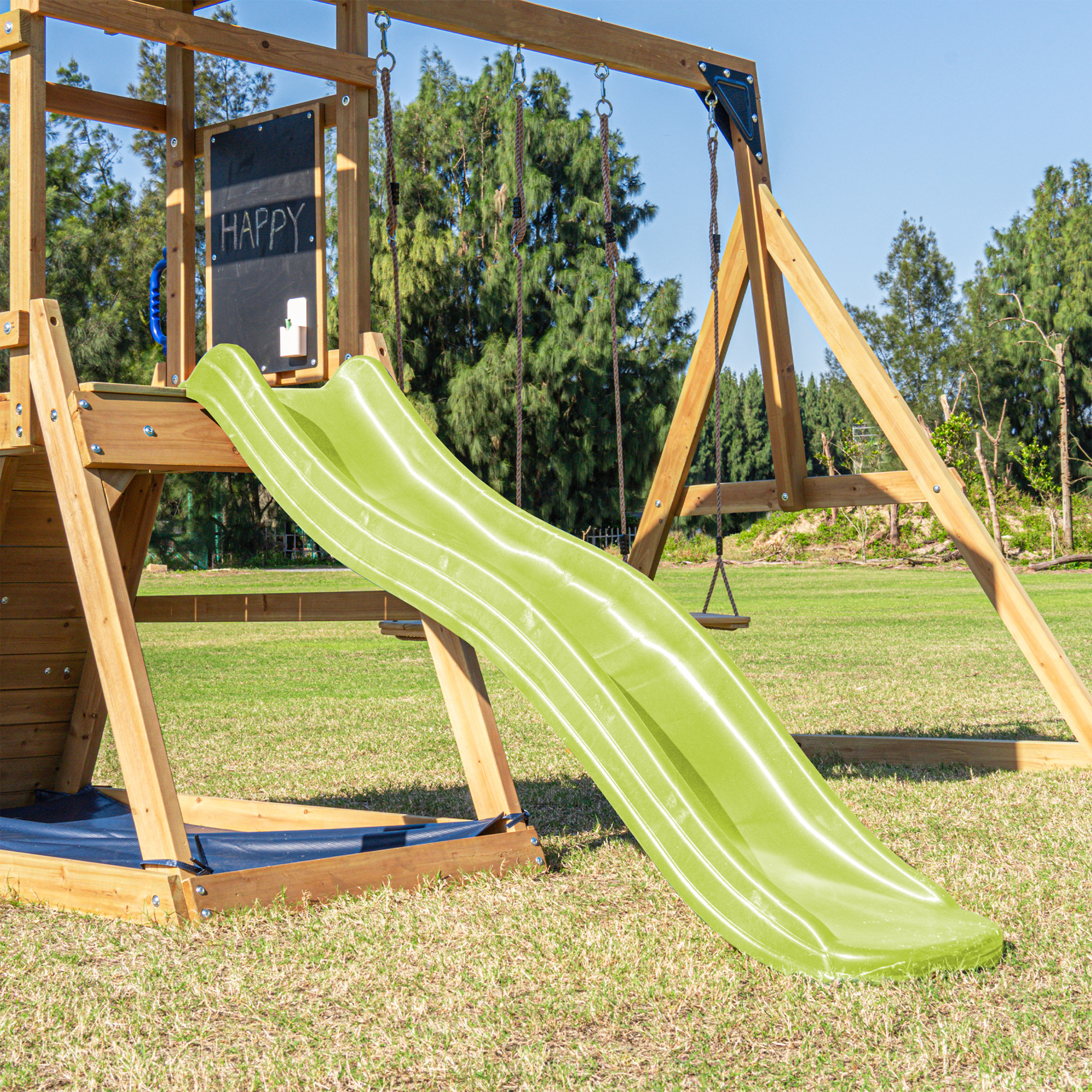 AXI Mia Climbing Frame with Double Swing Set – Lime Green Slide