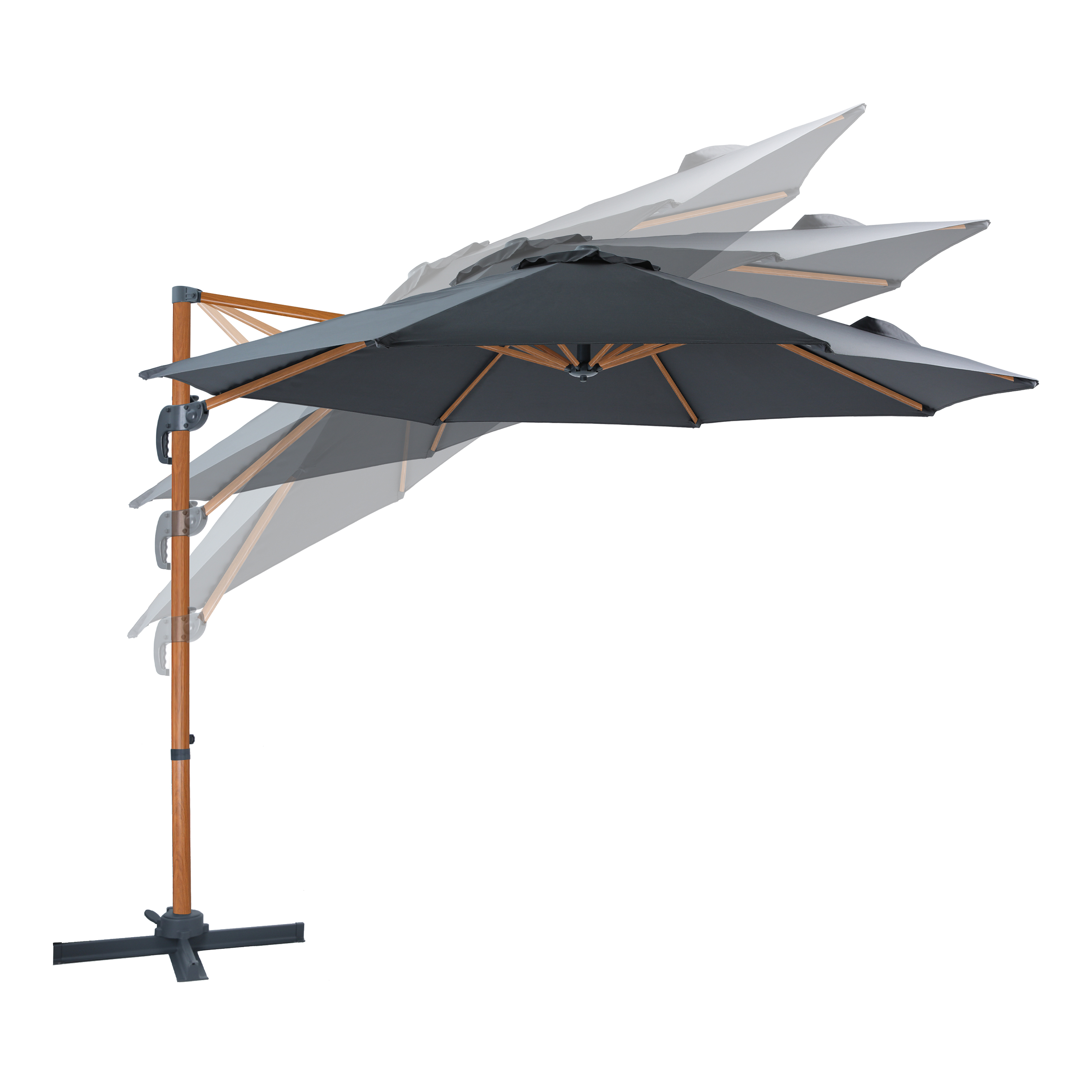 AXI Marisol Zweefparasol Ã˜ 300cm Houtlook/grijs
