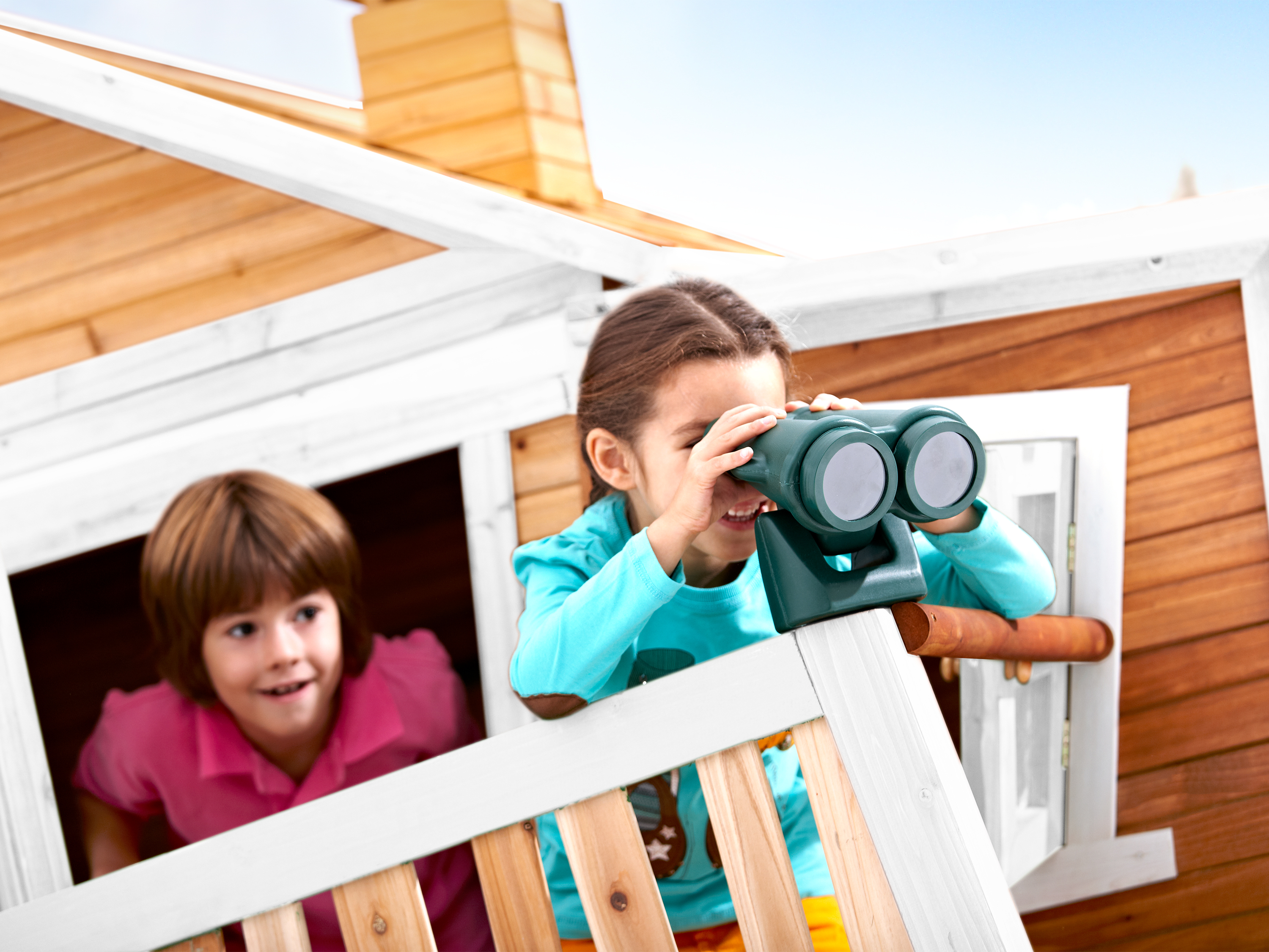 AXI Max Playhouse Brown/White - Blue Slide