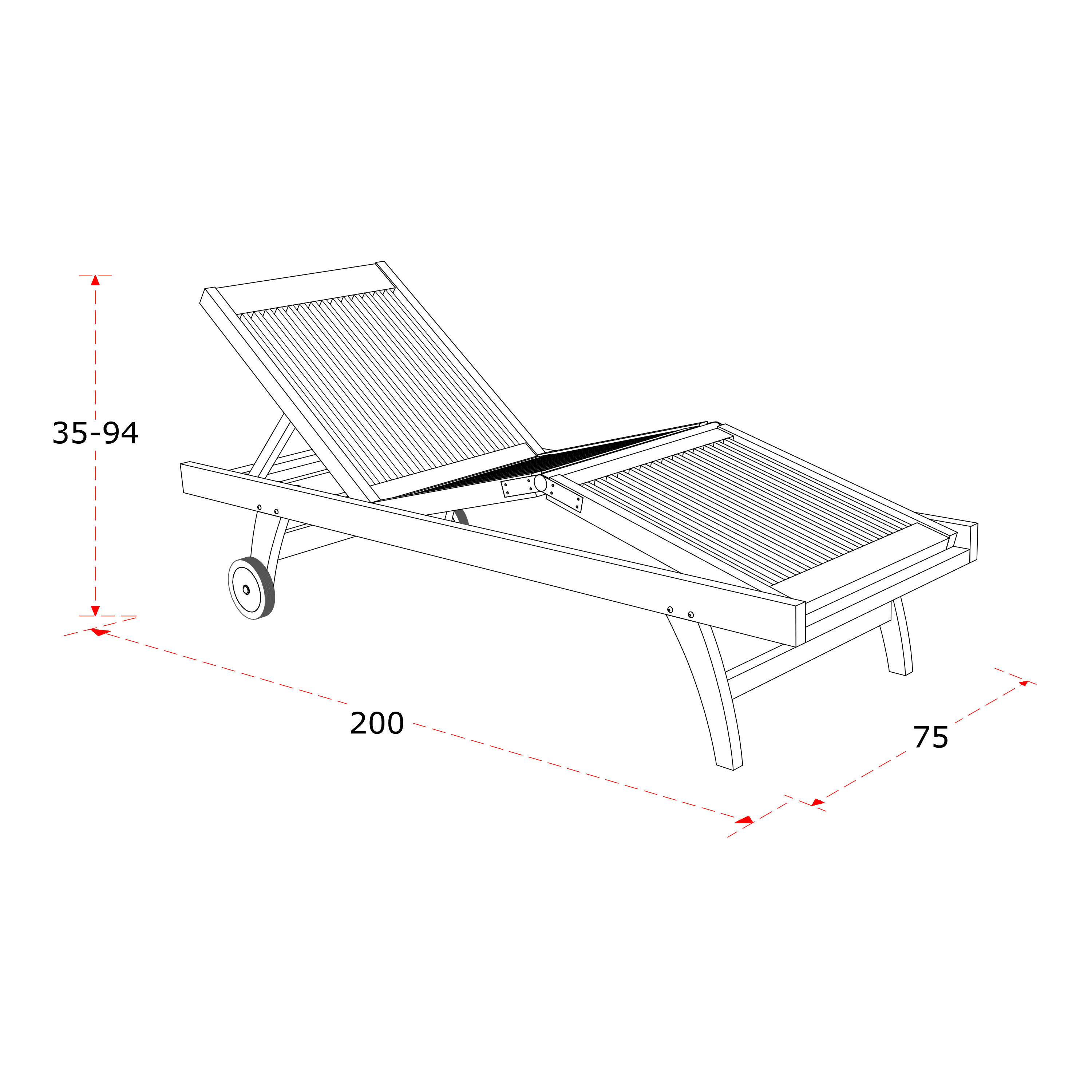 AXI Wayne Teak Sunbed with wheels