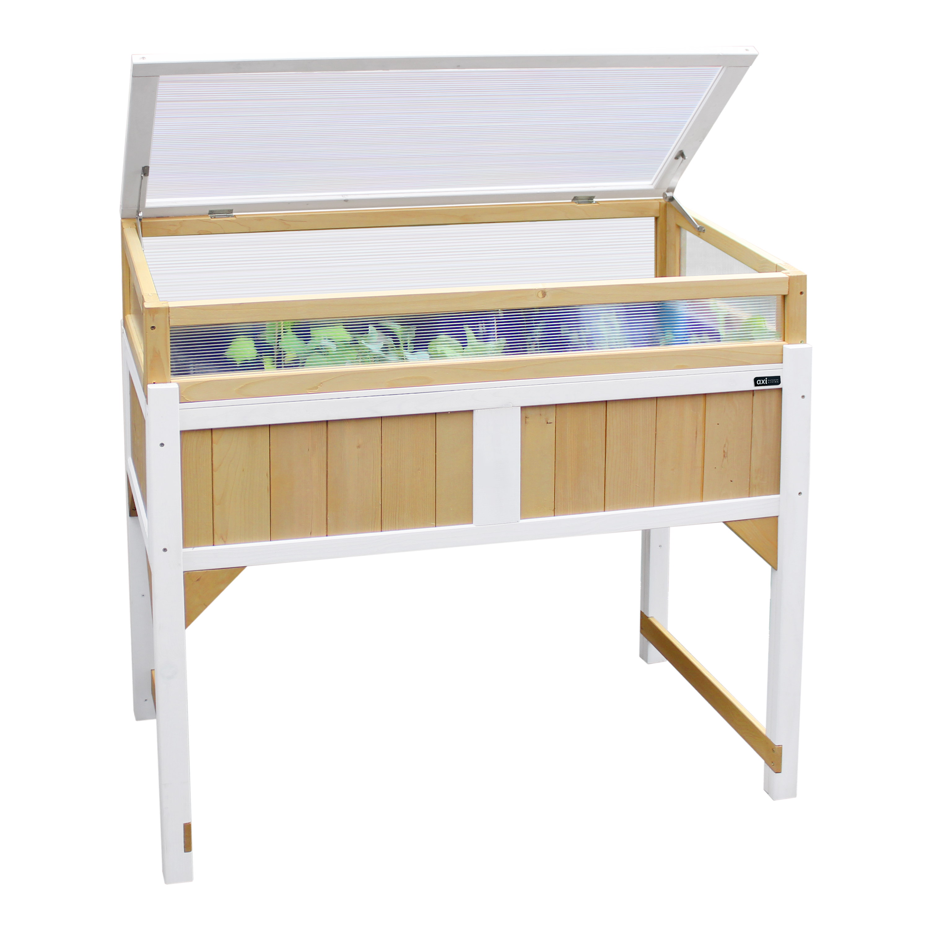 AXI Hochbeet mit Gewächshaus und Gartenvlies Braun und Weiß