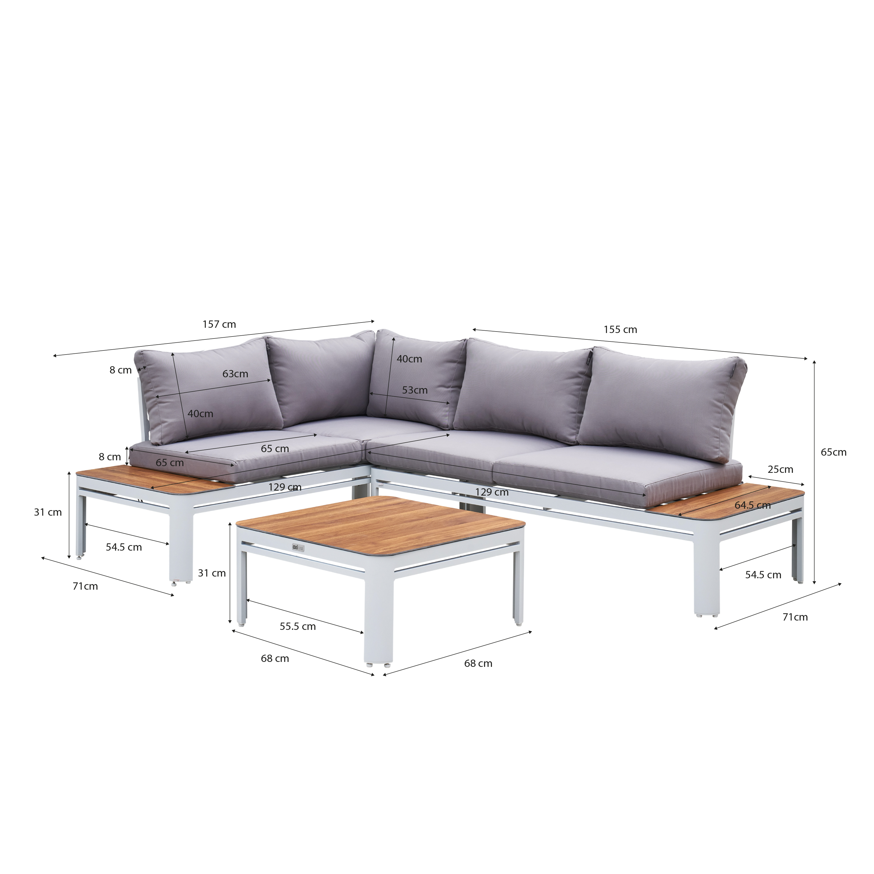 AXI Eos Lounge Set with Lounger White with Wood-Look PSPC