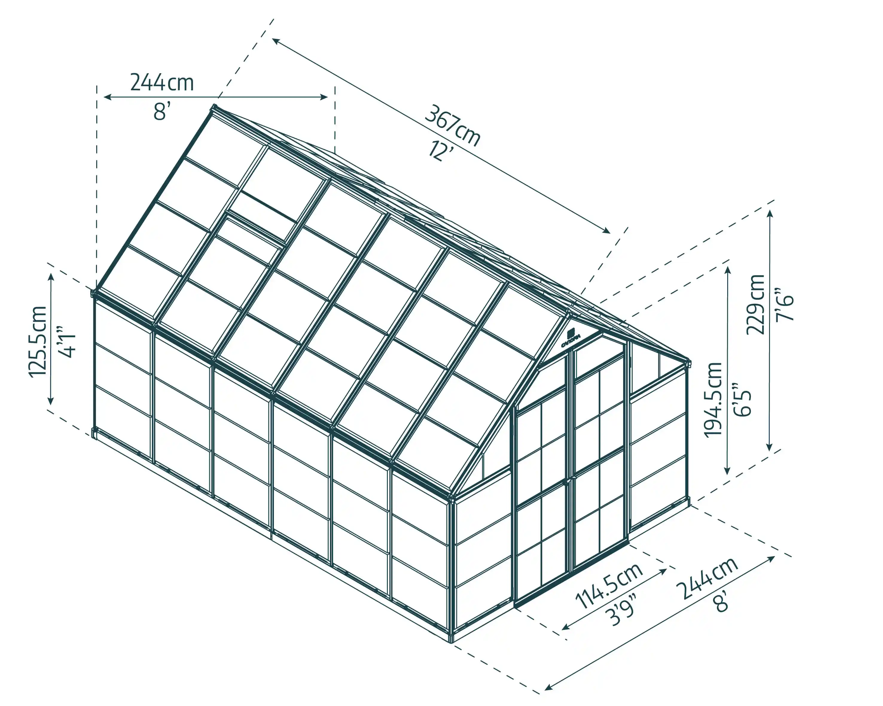 Canopia Octave Gewächshaus 367X244X229cm Silber