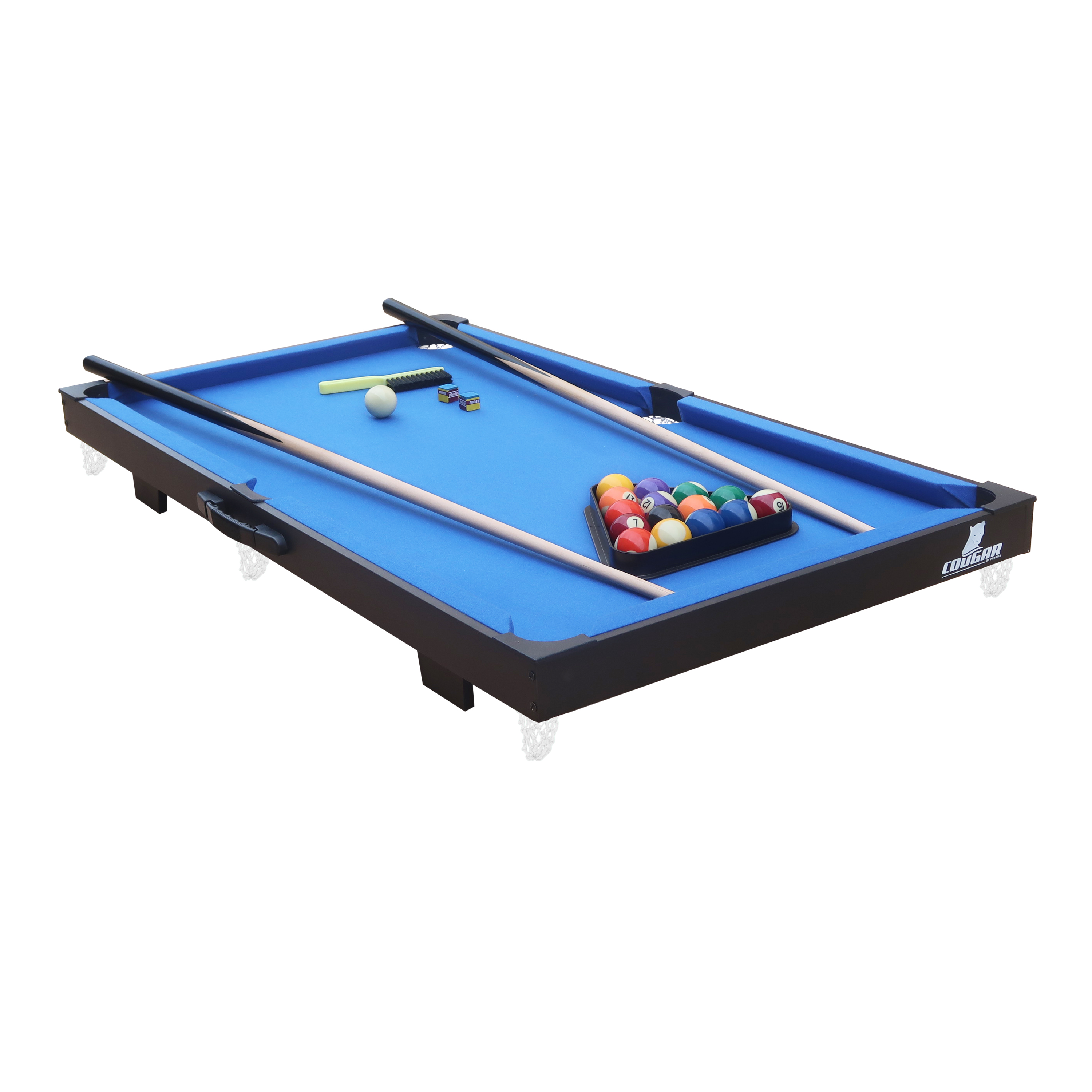 Cougar Billiardtisch Mini Tragbar Schwarz/Blau