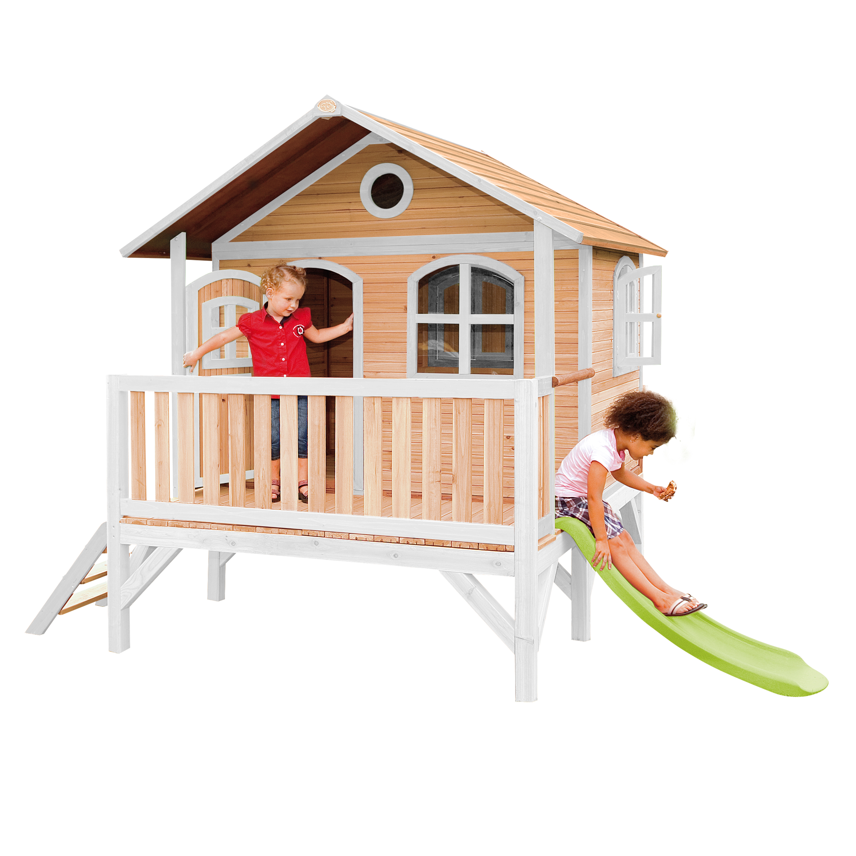 AXI Stef Playhouse Brown/White - Lime Green Slide