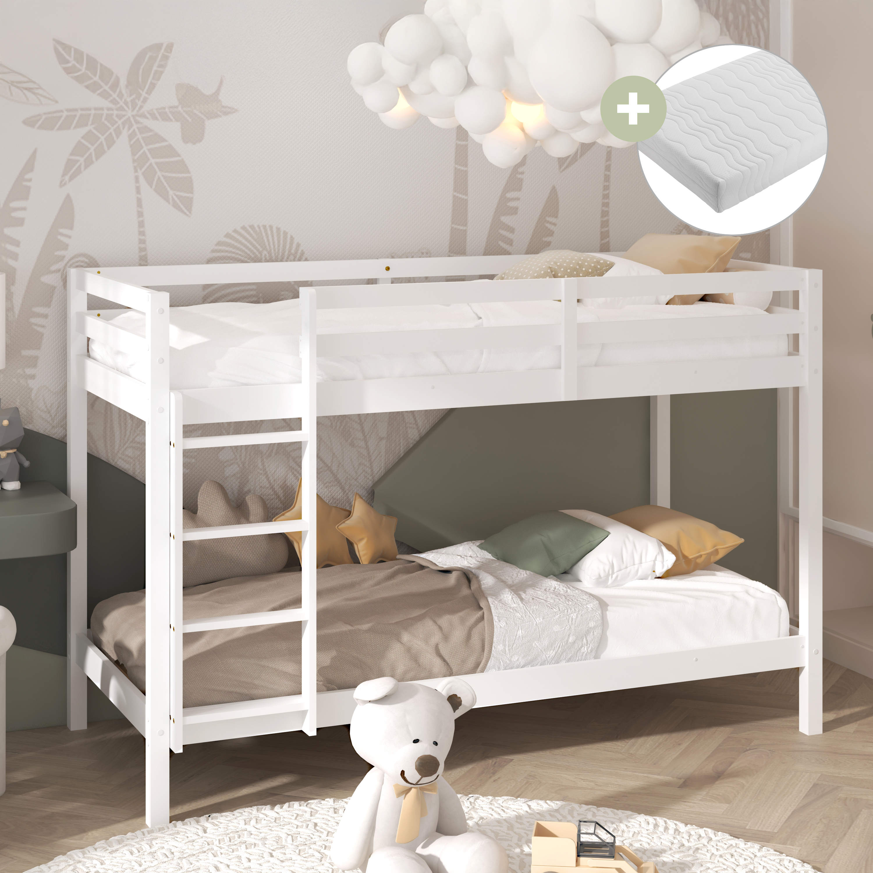 Sunny Jip Bunk Bed White – With 2 Mattresses