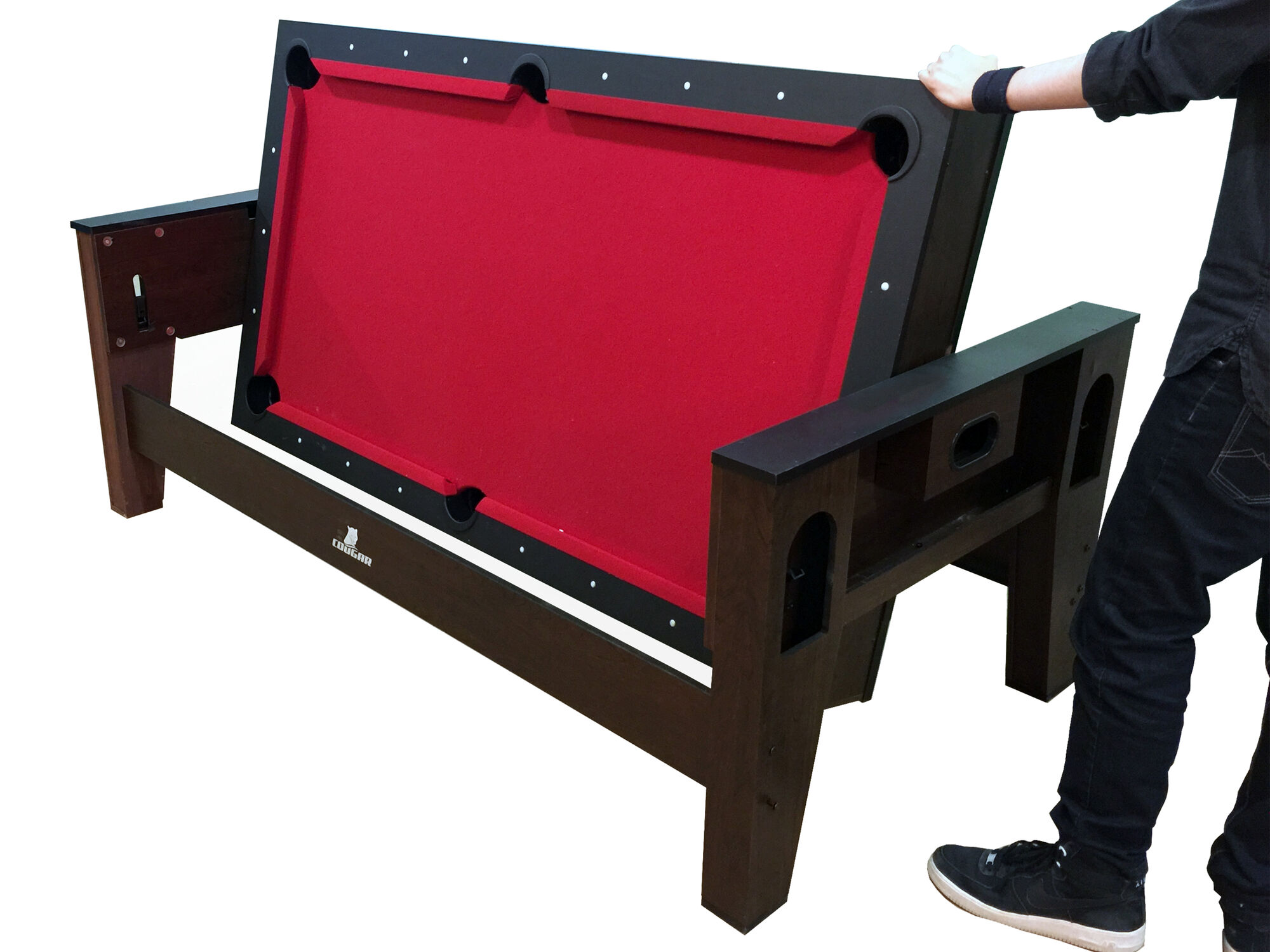 Cougar Reverso Billard und Airhockey Tisch 6ft Braun und Rot