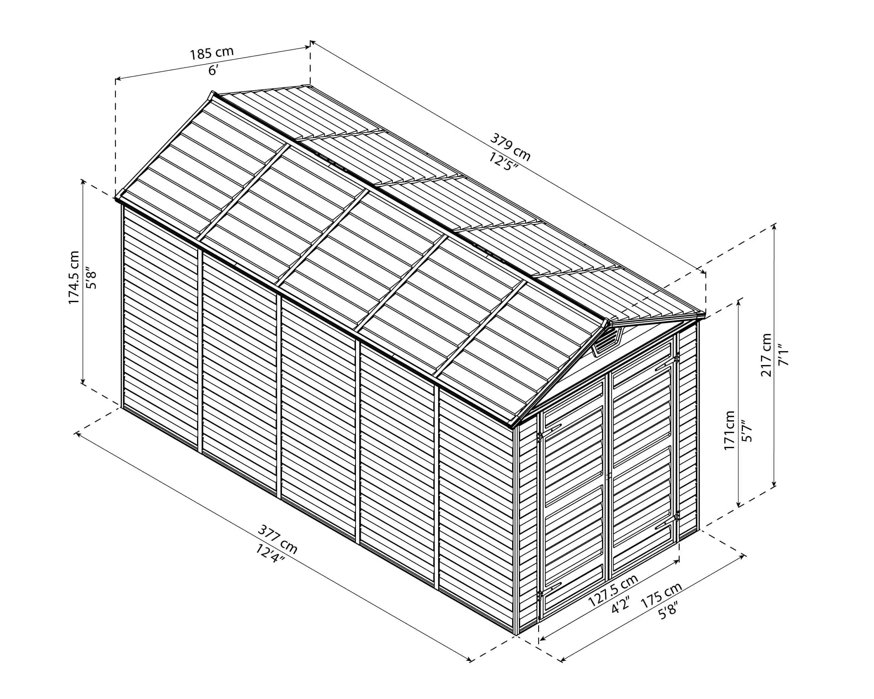 Canopia Skylight 378X185X217 cm Openlucht schuur voor tuin Amber-7290103123680 Canopia Skylight 378X185X217 cm Openlucht schuur voor tuin Amber