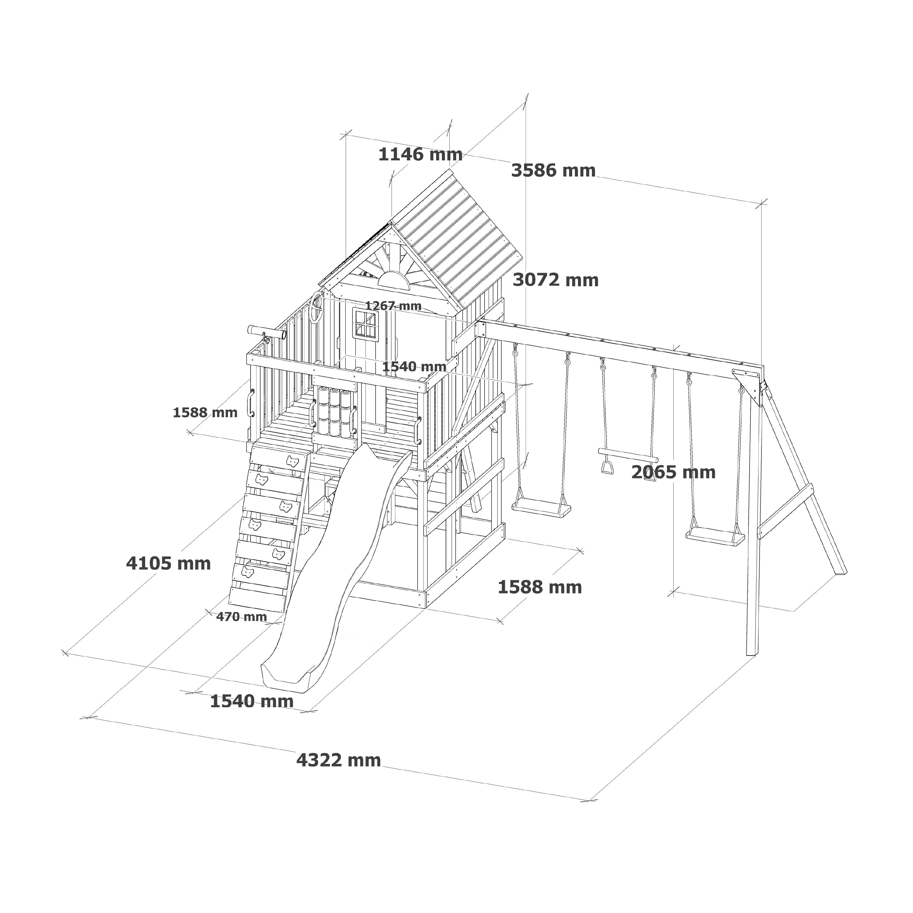 AXI Jack Climbing Frame with Double Swing and Trapeze – White Slide