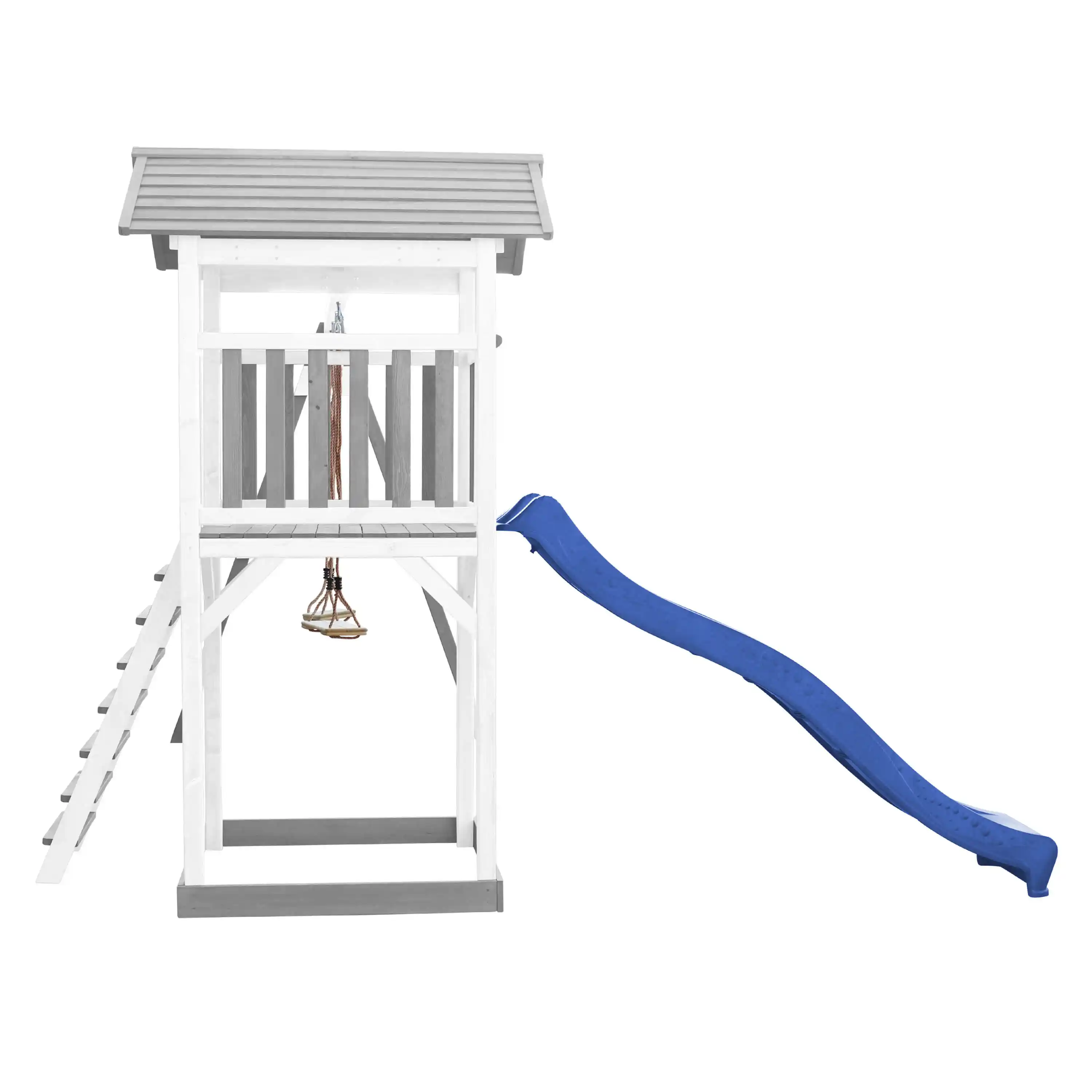 AXI Beach Tower Spielturm Grau und Weiß mit Doppelschaukel - Blaue Rutsche