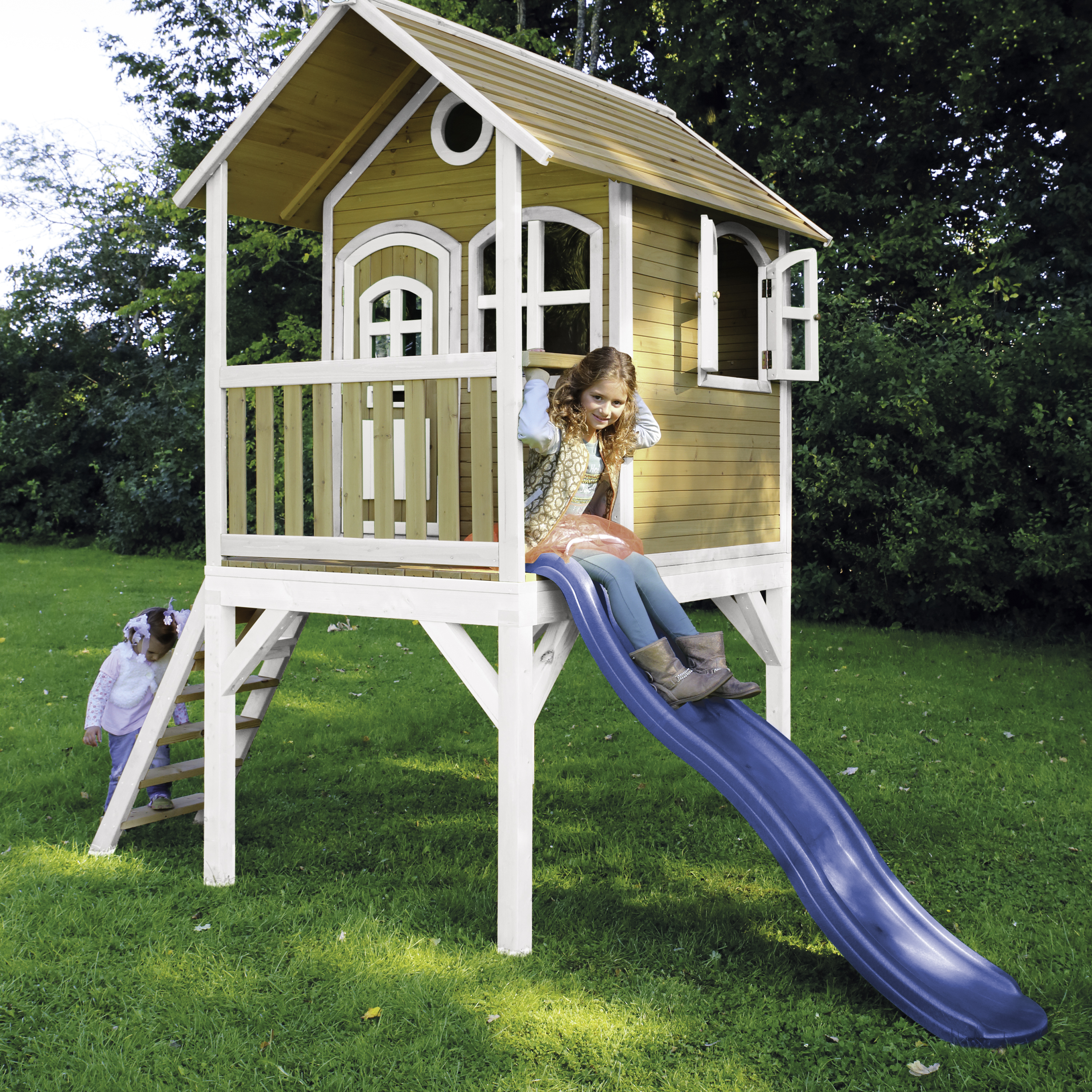 AXI Laura Playhouse Brown/White - Blue Slide