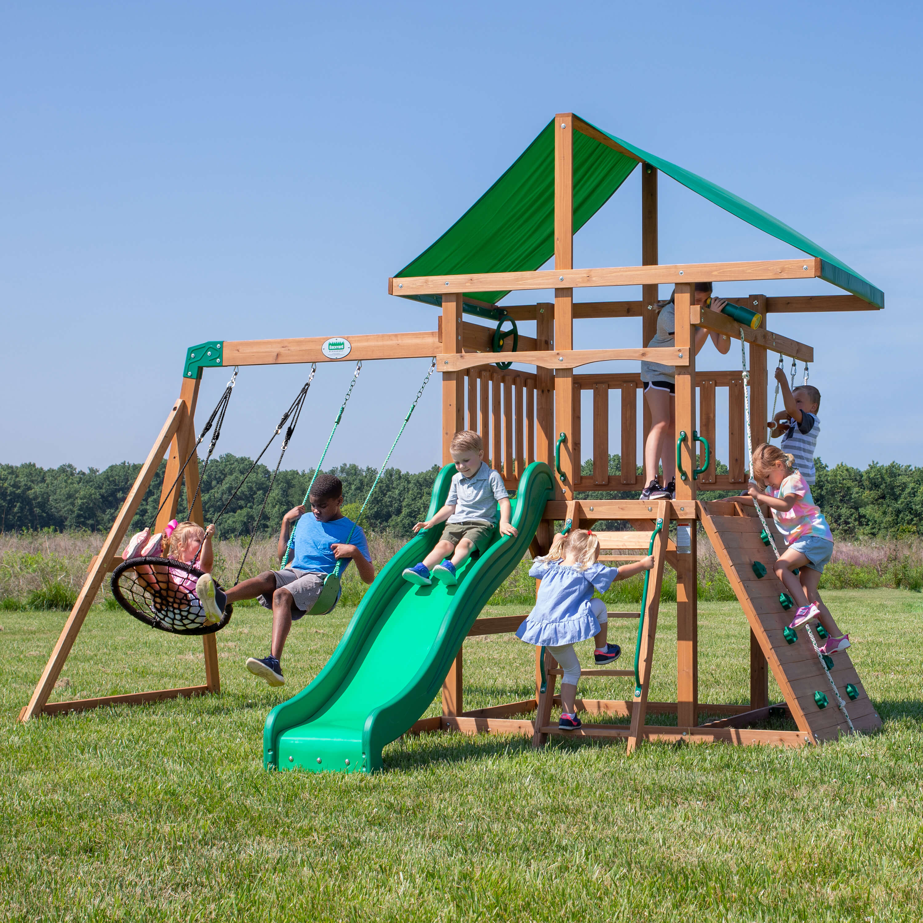 Backyard Discovery Grayson Peak Spielturm mit Schaukeln, Rutsche und Kletterwand