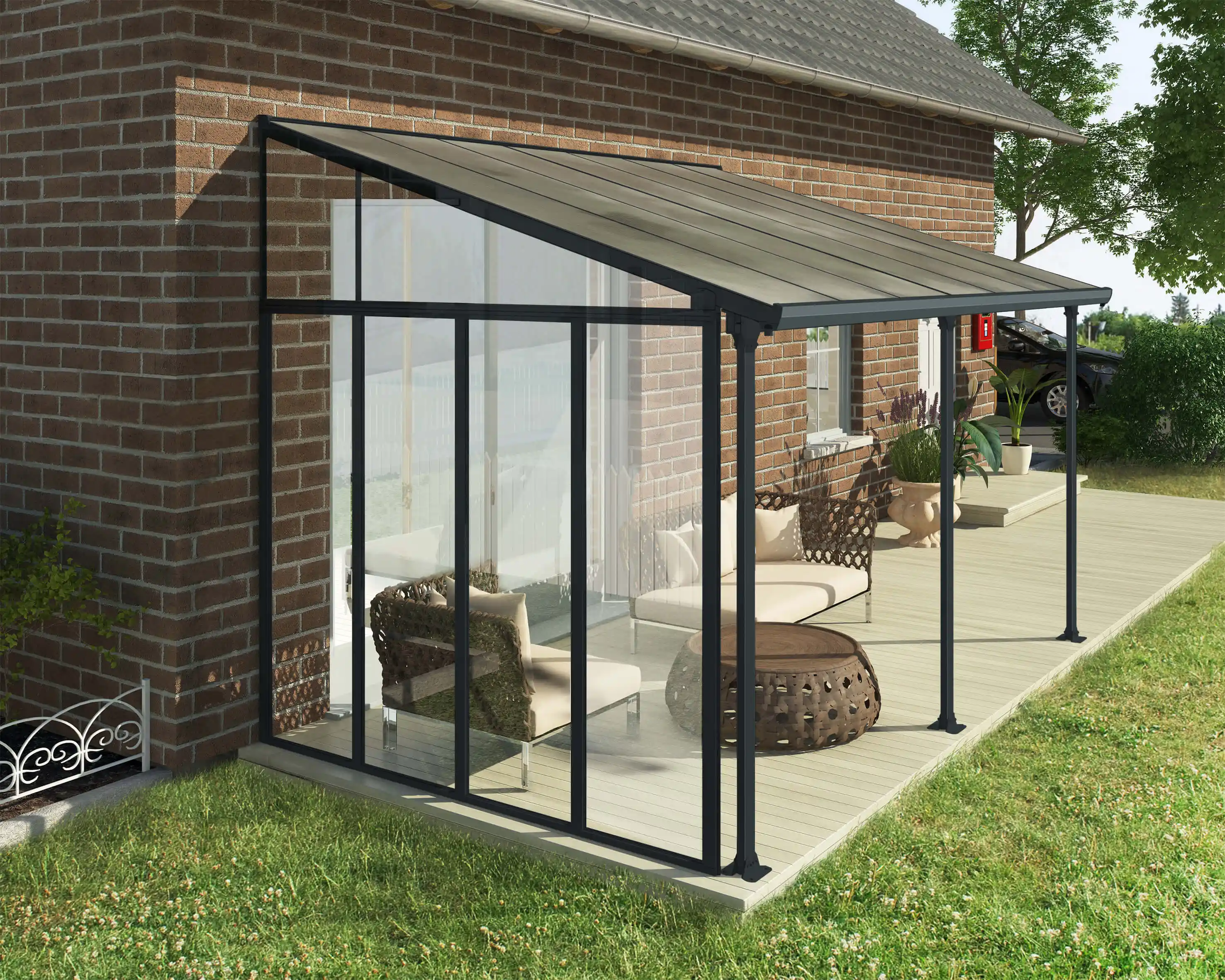 Canopia 3 m Terrasoverkapping  Zijwand Donkergrijs