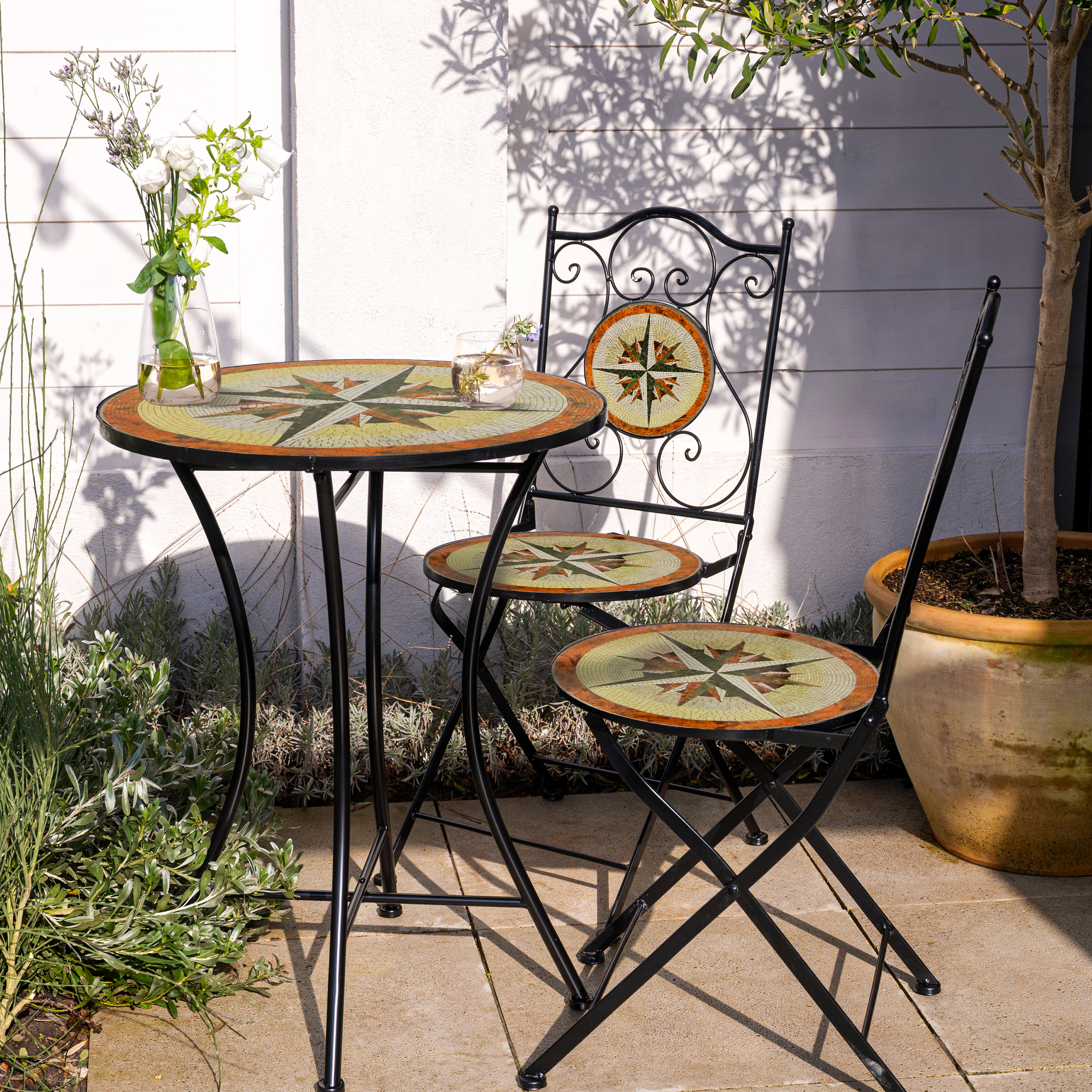 AXI Amélie Mosaik Bistro Set Windrose Mehrfarbig