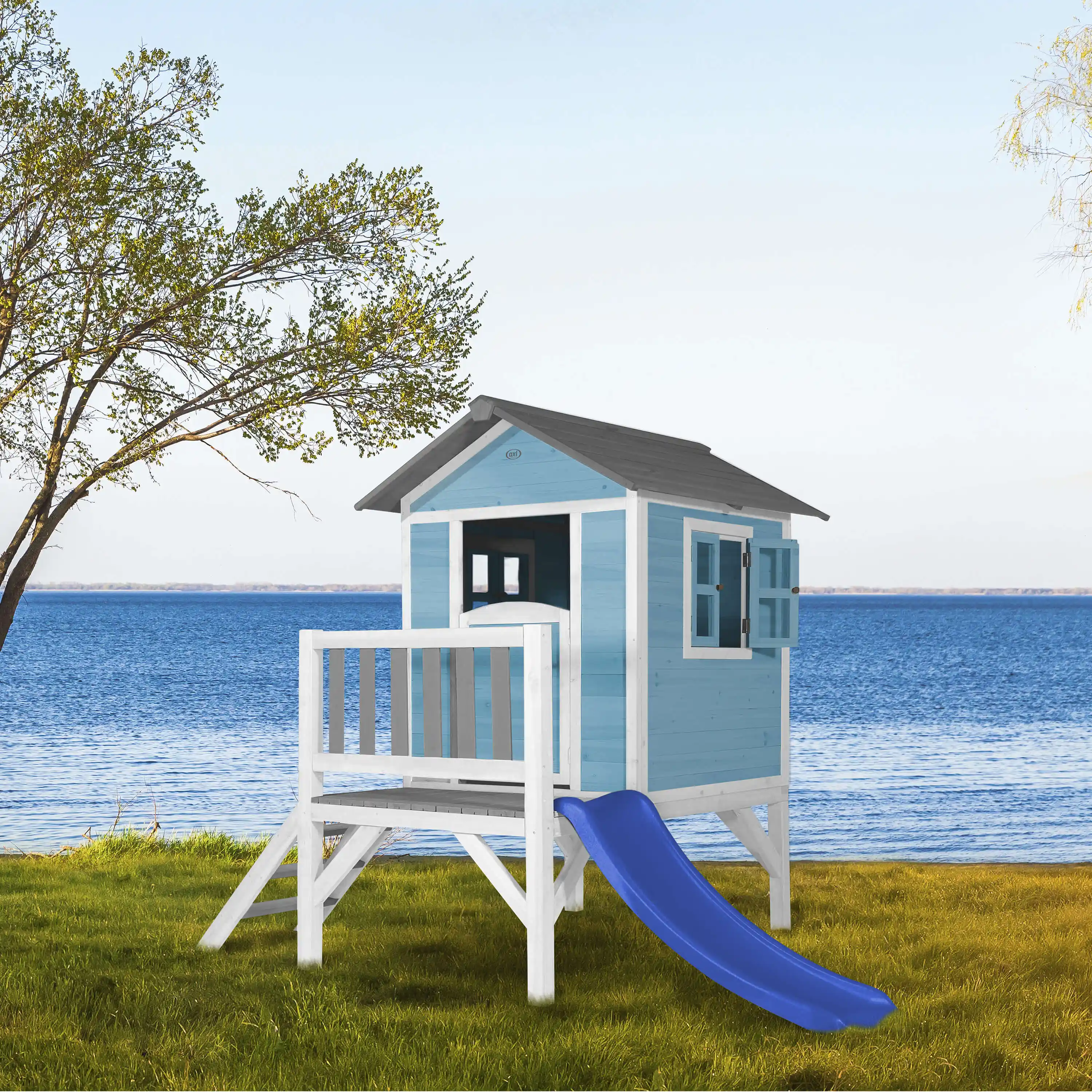 AXI Lodge XL Speelhuis Caribisch Blauw - Blauwe Glijbaan