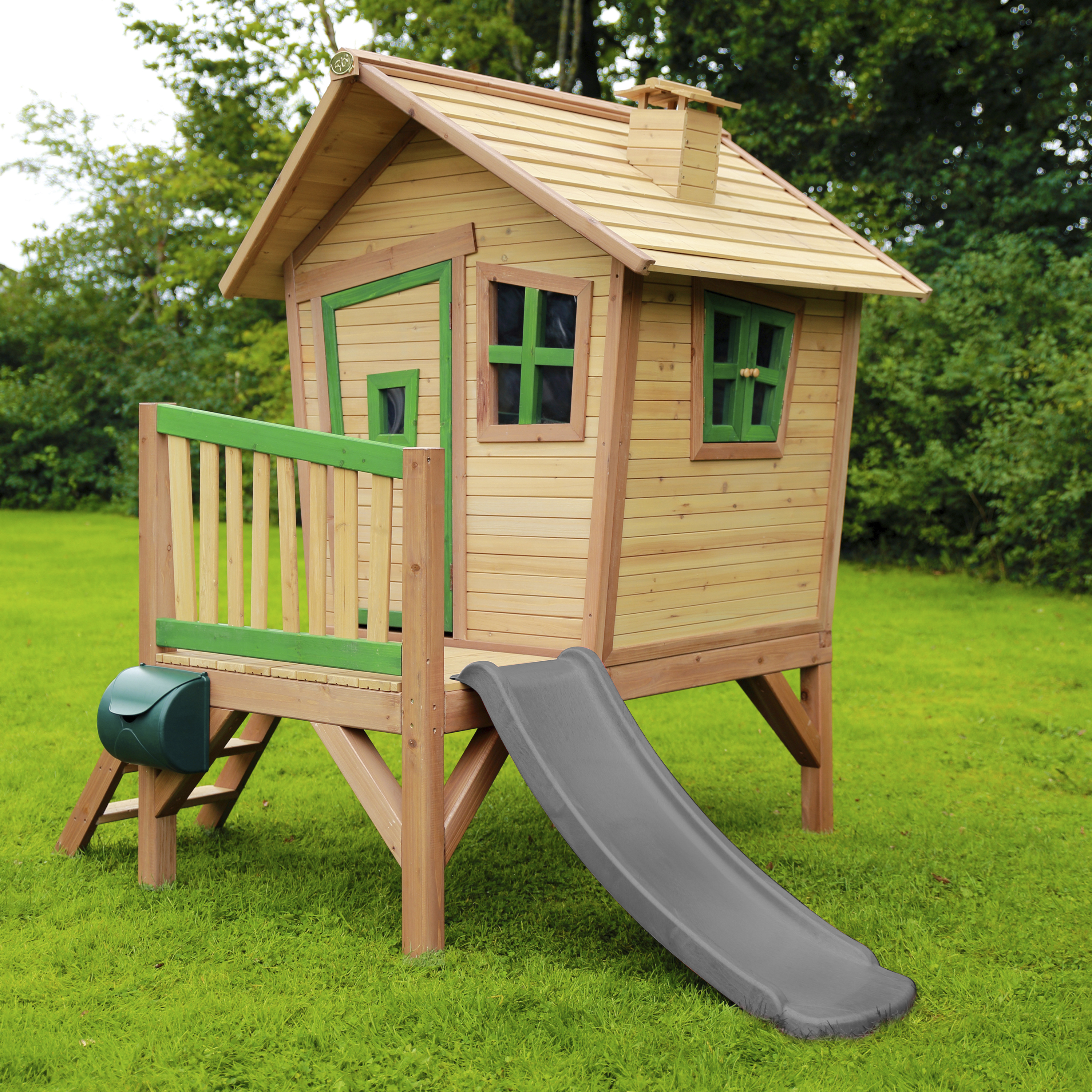 AXI Robin Playhouse Brown/Green - Grey Slide