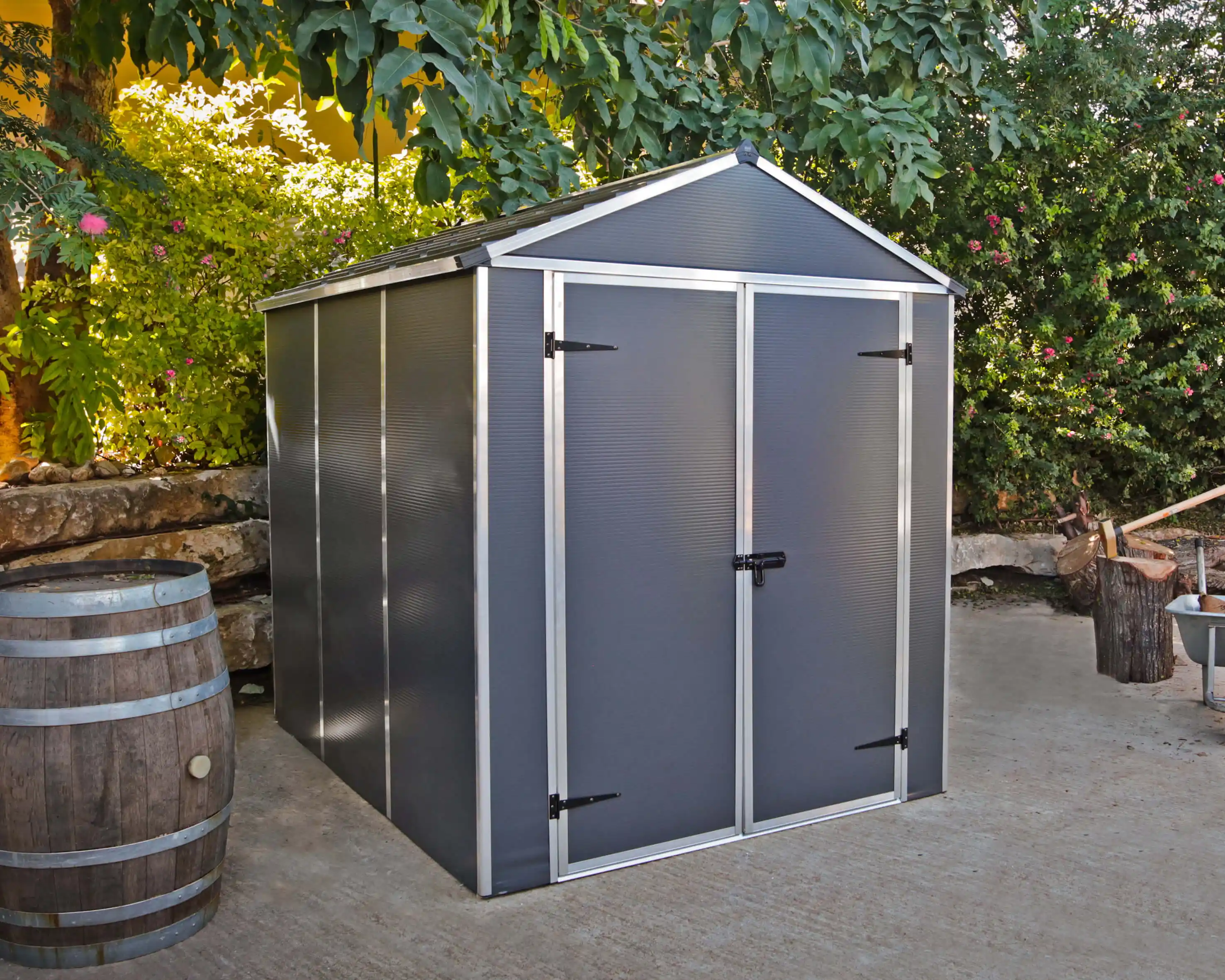 Canopia Rubicon 229X185X217 cm Ultra Duurzame openlucht Opslag Schuur voor tuin Donkergrijs-7290108603408 Canopia Rubicon 229X185X217 cm Ultra Duurzame openlucht Opslag Schuur voor tuin Donkergrijs