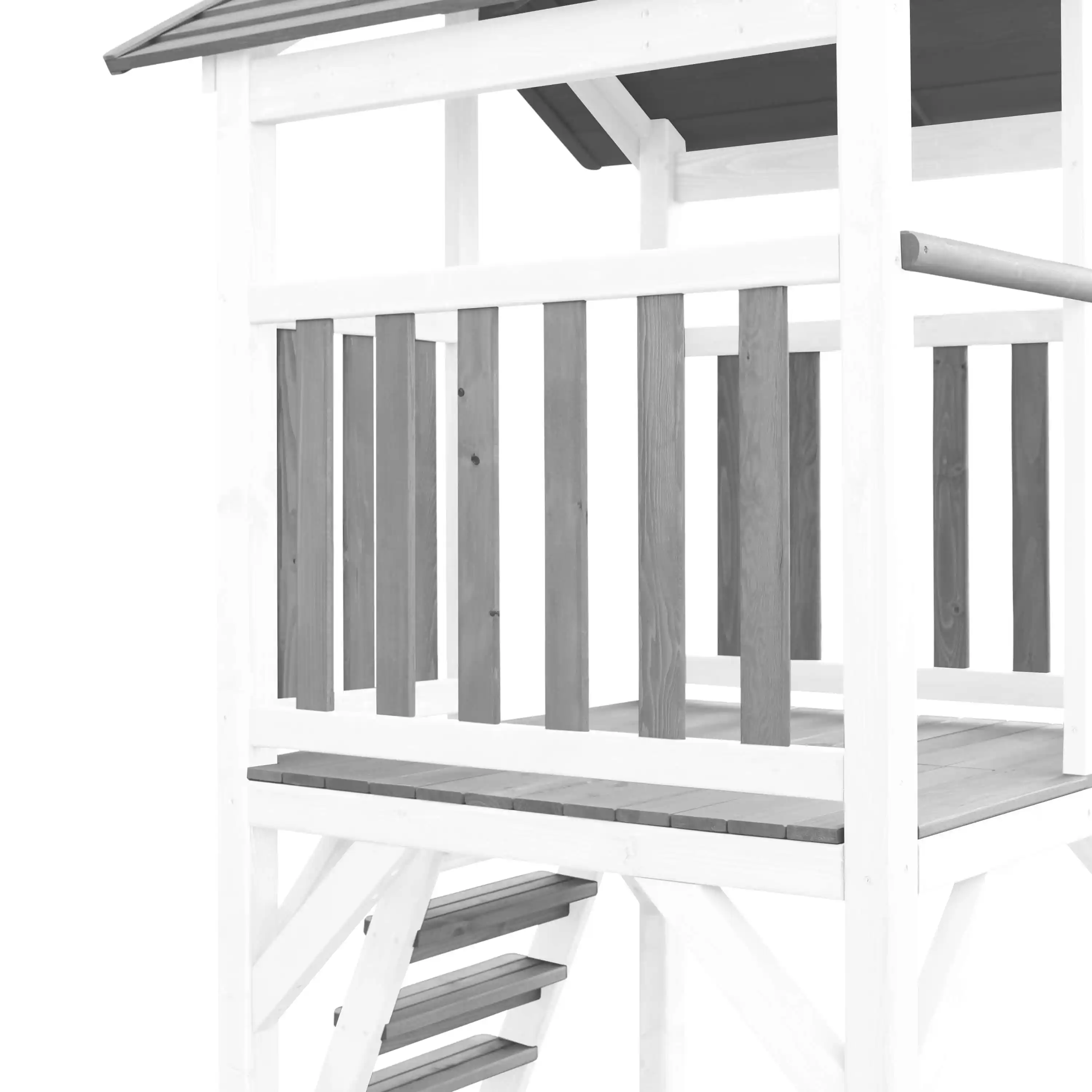 AXI Beach Tower Spielturm Grau und Weiß mit Klettergerüst und Roxy Nestschaukel - Graue Rutsche