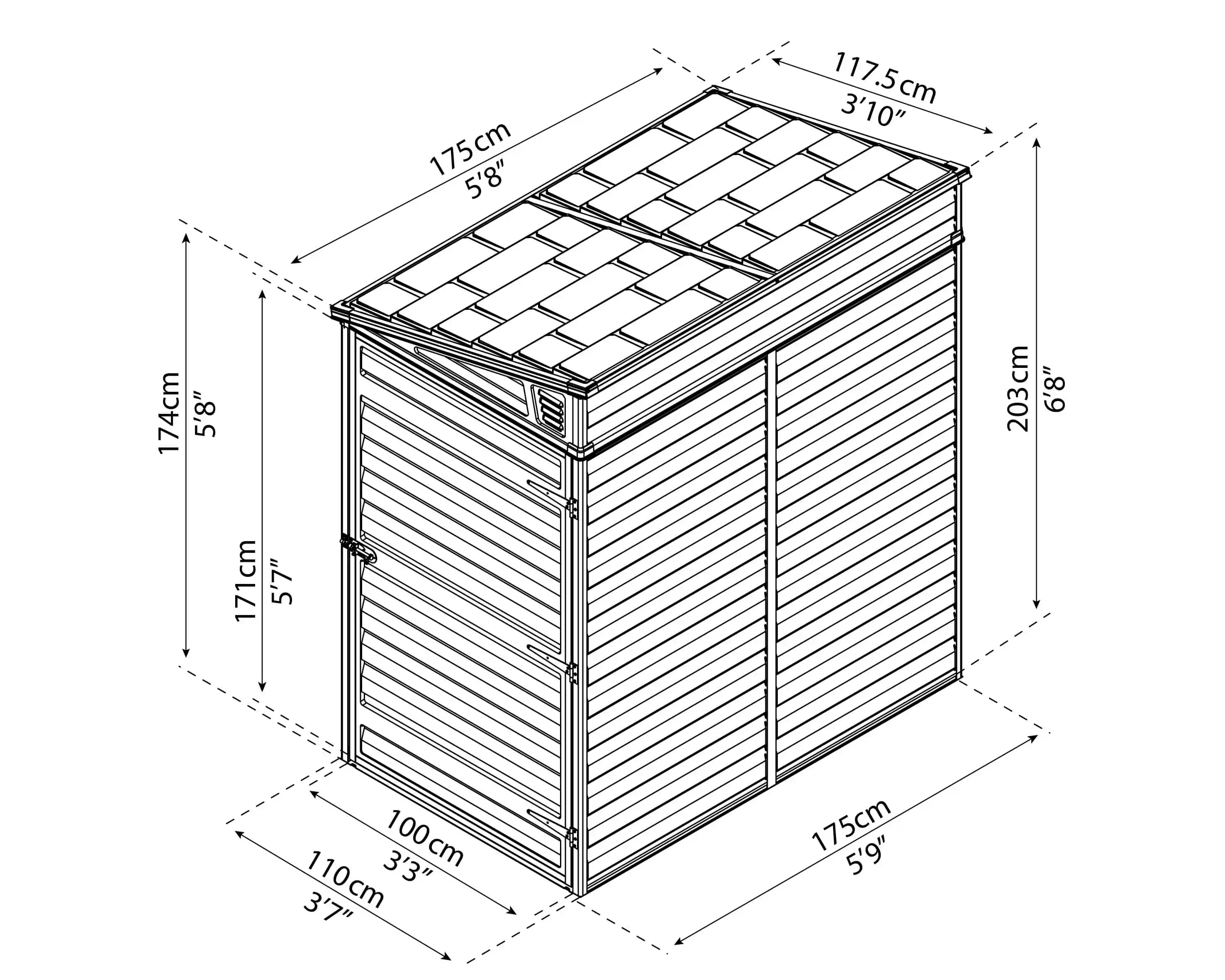 Canopia Skylight 176X120X203 cm Pultdach Außenschuppen für Garten Amber