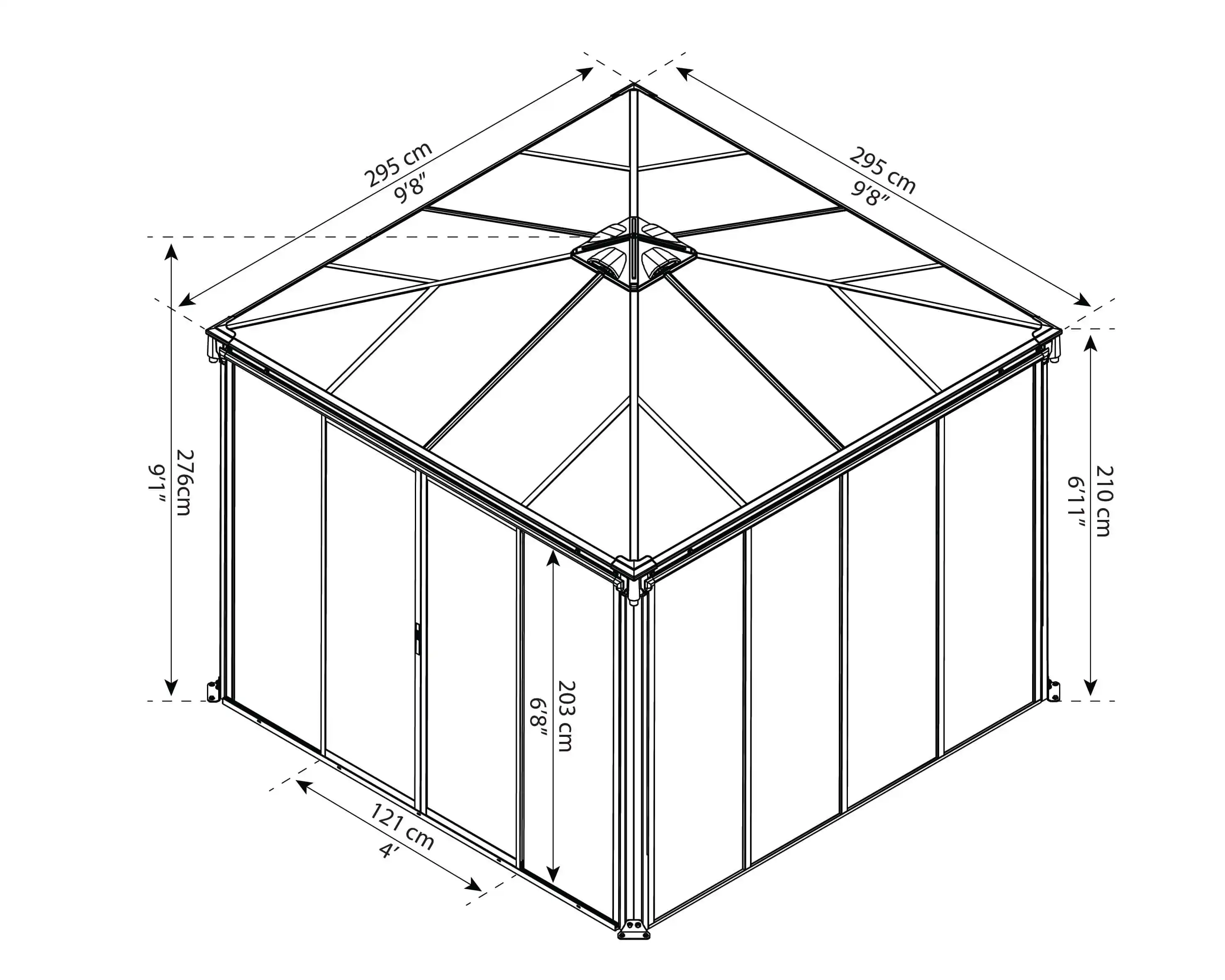 Canopia Ledro 300X300 cm Gesloten tuinpaviljoen Donkergrijs Brons