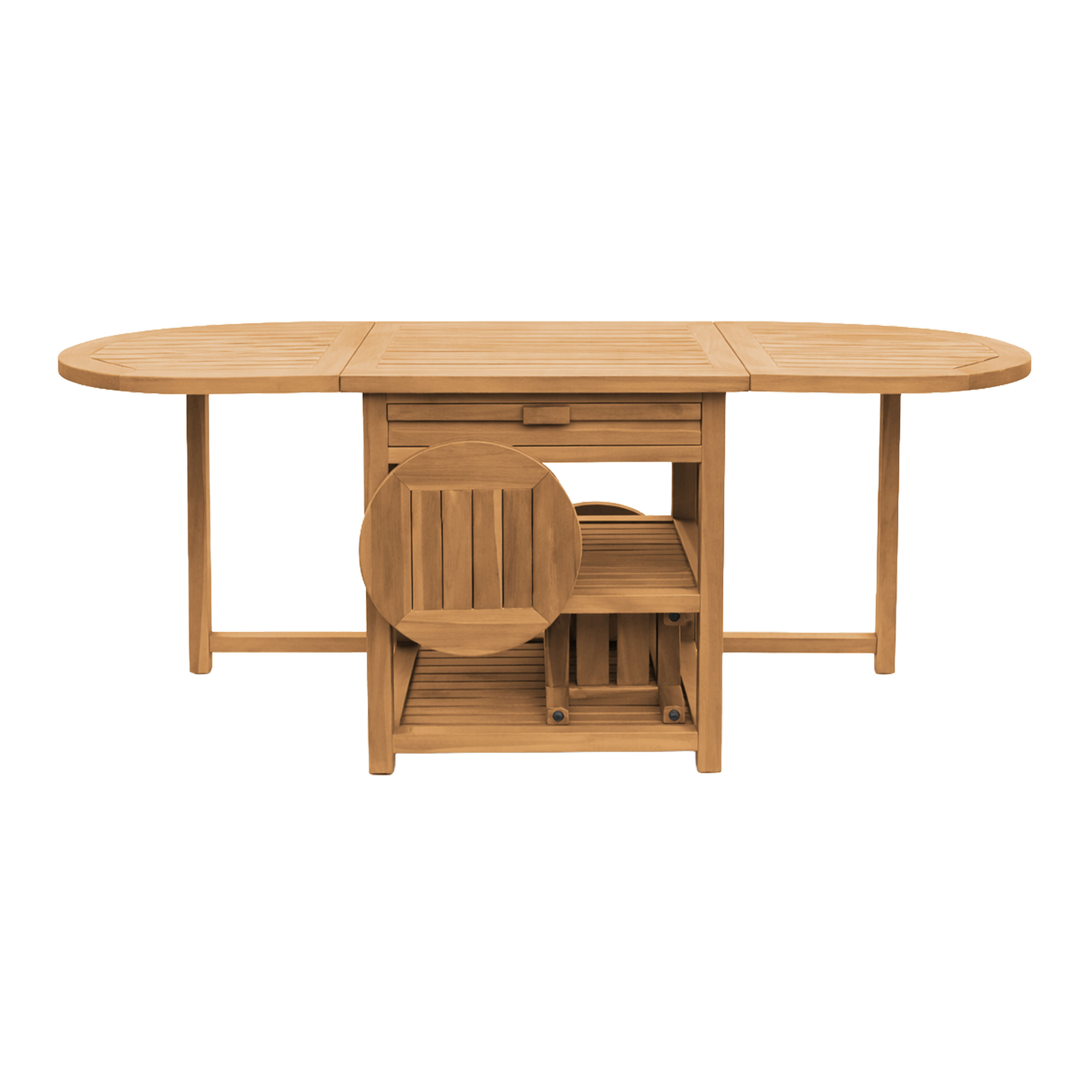 AXI Nomani Foldable Teak Low Bar Set with 2 stools