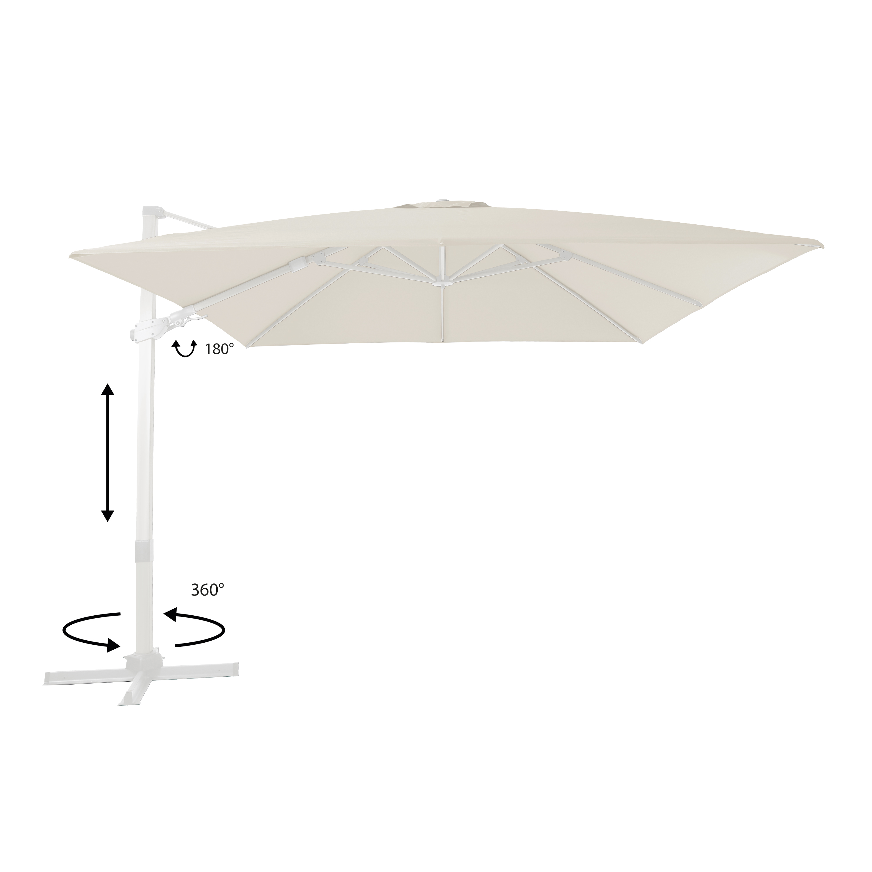 AXI Apollo Premium Cantilever Parasol 300x300cm - White/Beige-8720365063510 AXI Apollo Premium Cantilever Parasol 300x300cm - White/Beige