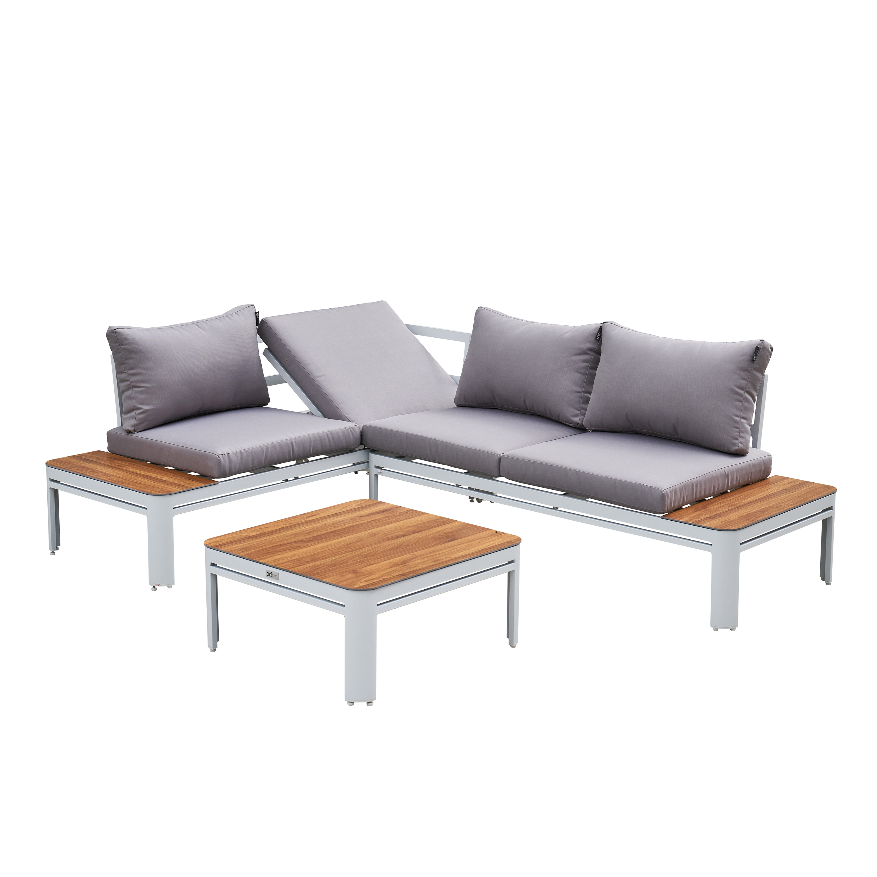 AXI Eos Lounge Set mit Gartenliege - Weiß und Holzoptik PSPC