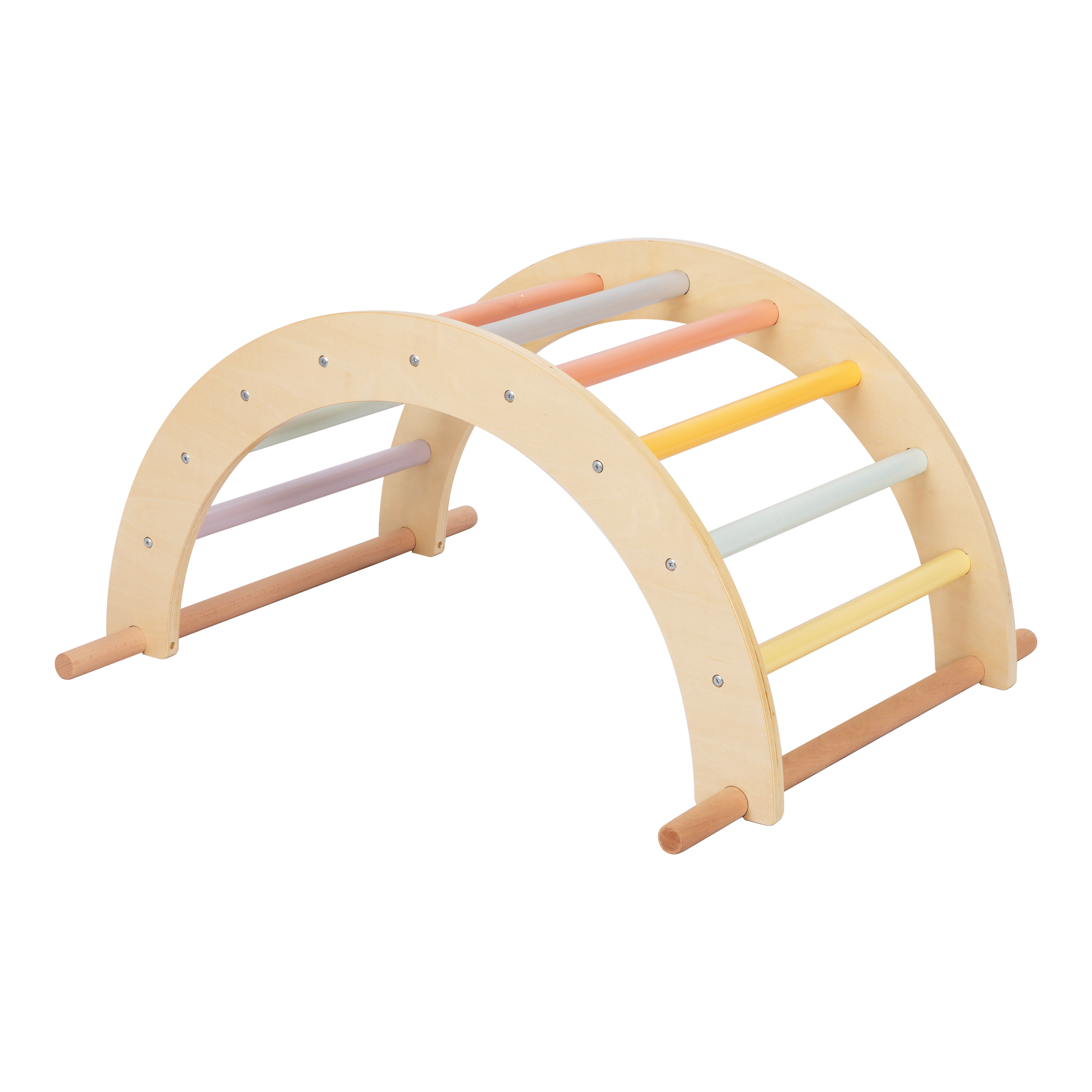 Sunny Charlie 3-in-1 Holz-Kletterdreieck mit Kletterwand und Wippe - Pastell