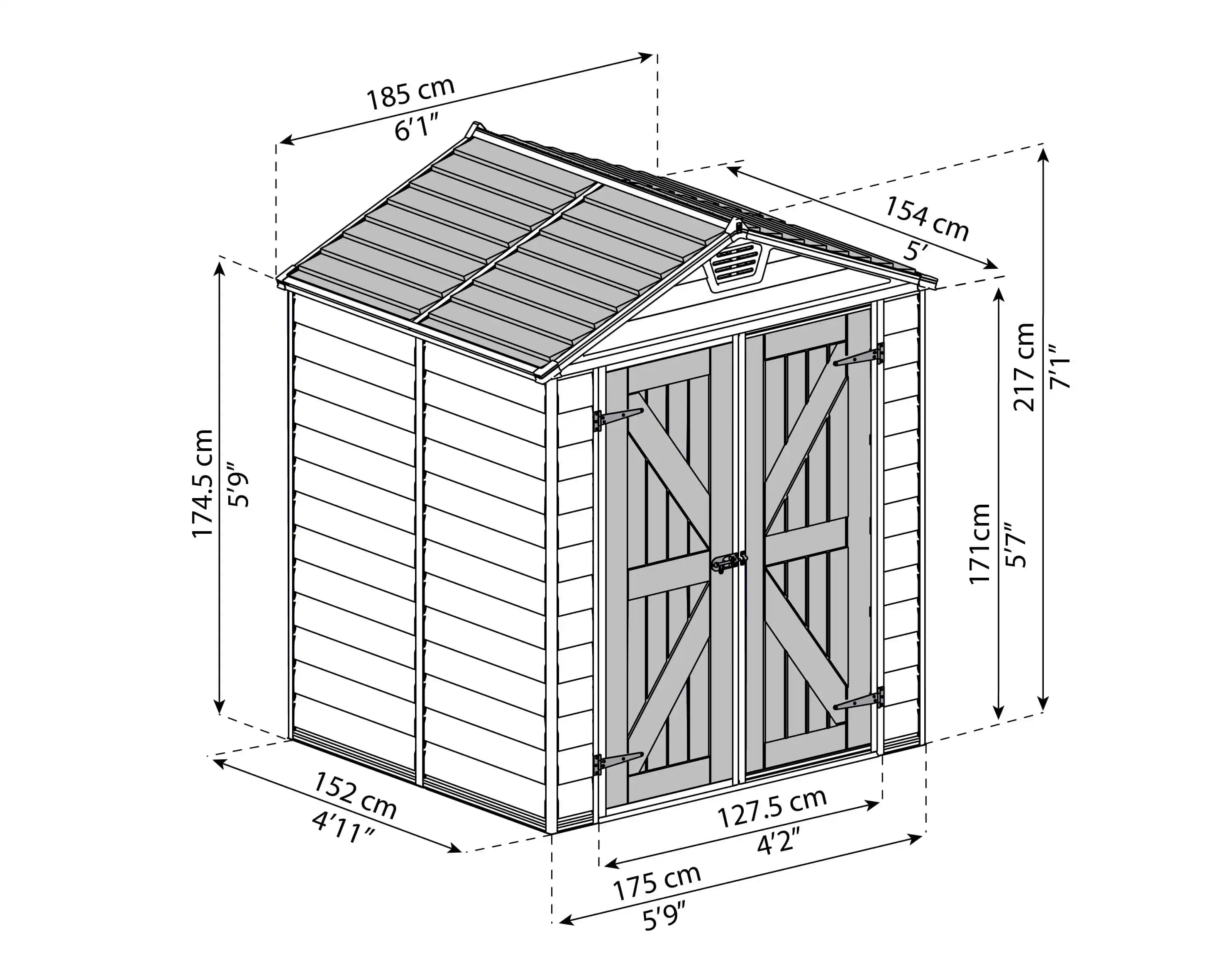 Canopia Skylight Schuppen für den Garten 154X185X217cm  Dunkelgrau Deco