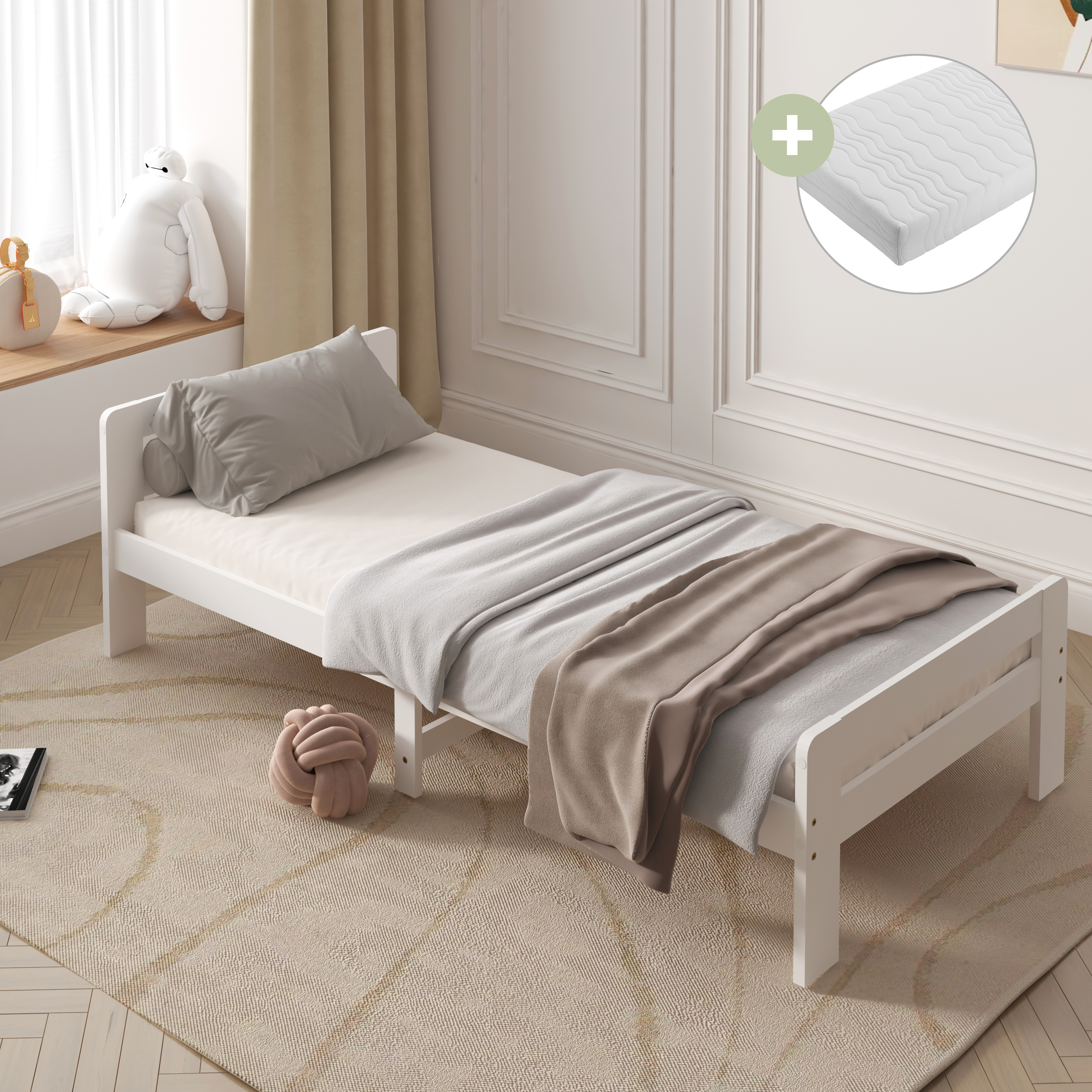 Sunny Olla Kids Bed White – With Mattress