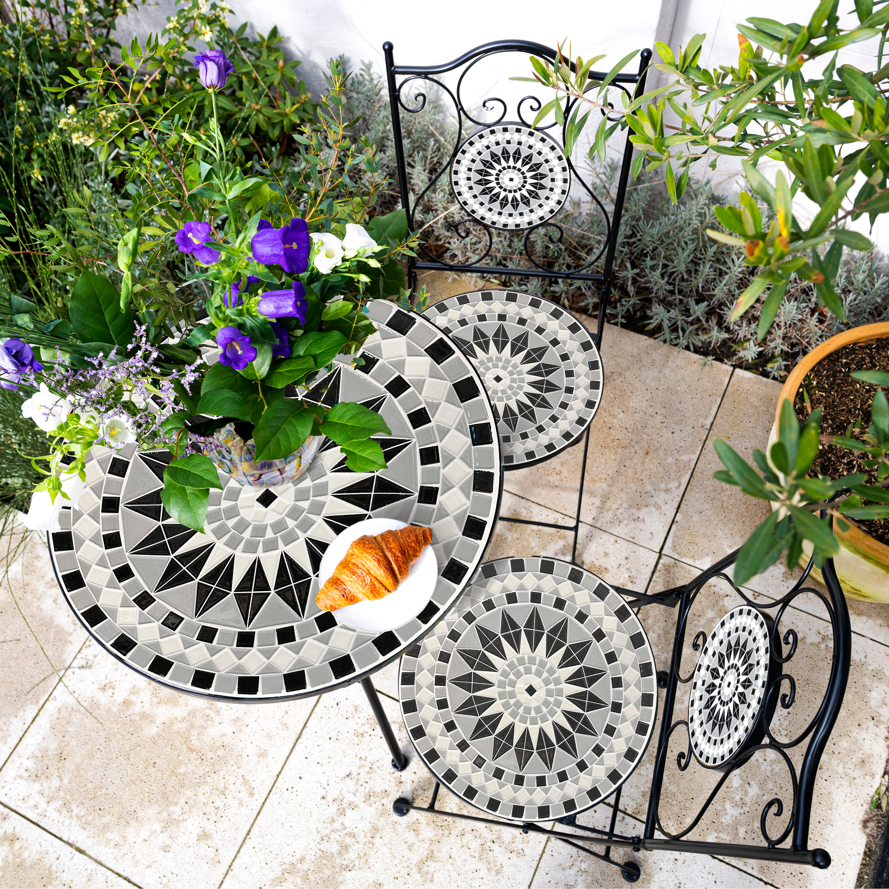 AXI Amélie Mosaik Bistro Set Schwarz/Weiß