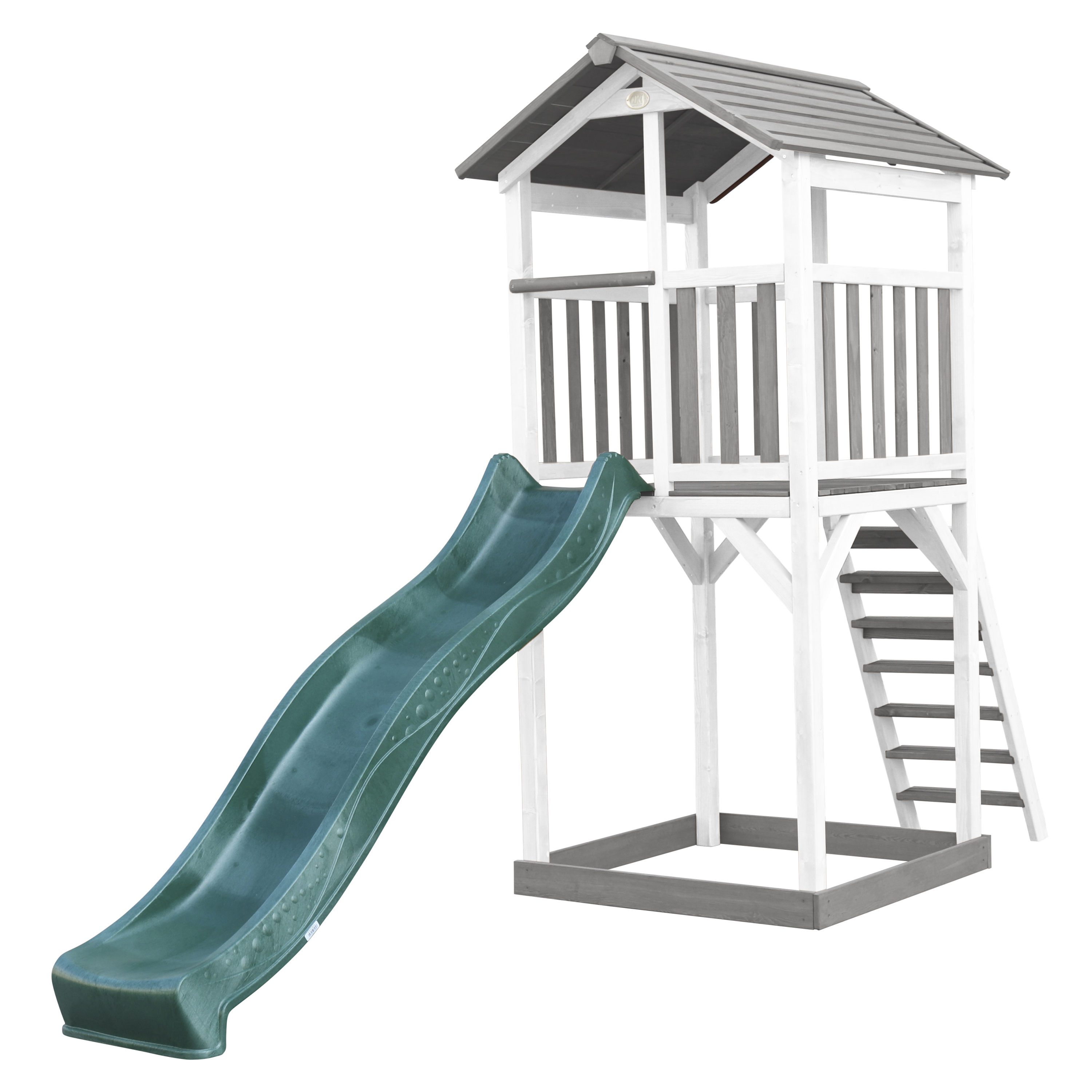 AXI Beach Tower Spielturm Grau und Weiß - Grüne Rutsche